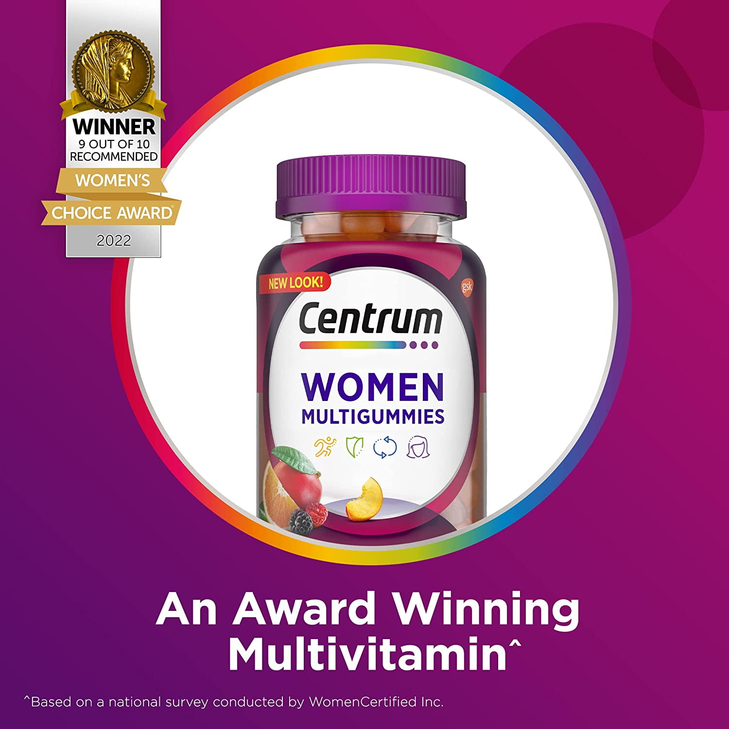 CENTRUM WOMEN'S MULTIGUMMIES MULTIVITAMIN WITH VITAMIN D3, B VITAMINS & ANTIOXIDANTS, 170 ASSORTED FRUIT FLAVOR TABS.