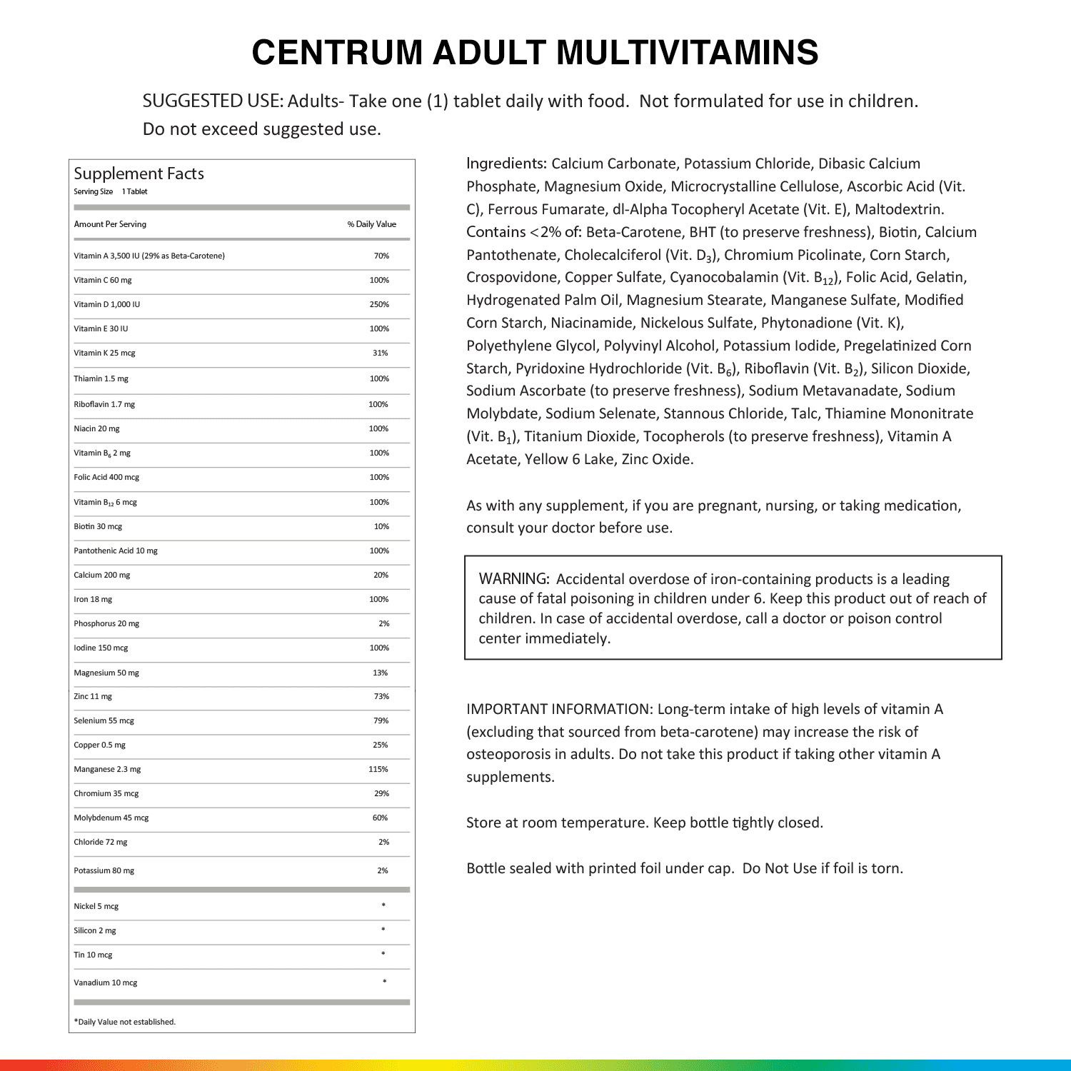 CENTRUM SILVER ADULT 50 PLUS MULTIVITAMIN TABLETS 250 COUNT