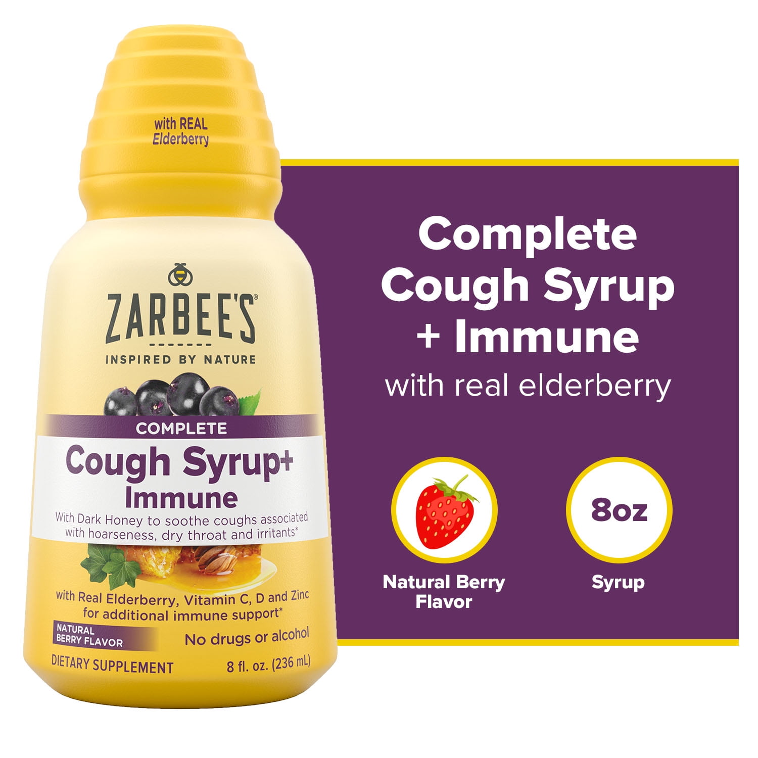 ZARBEE'S COUGH SYRUP IMMUNE HONEY ELDERBERRY BERRY 8 FL OZ
