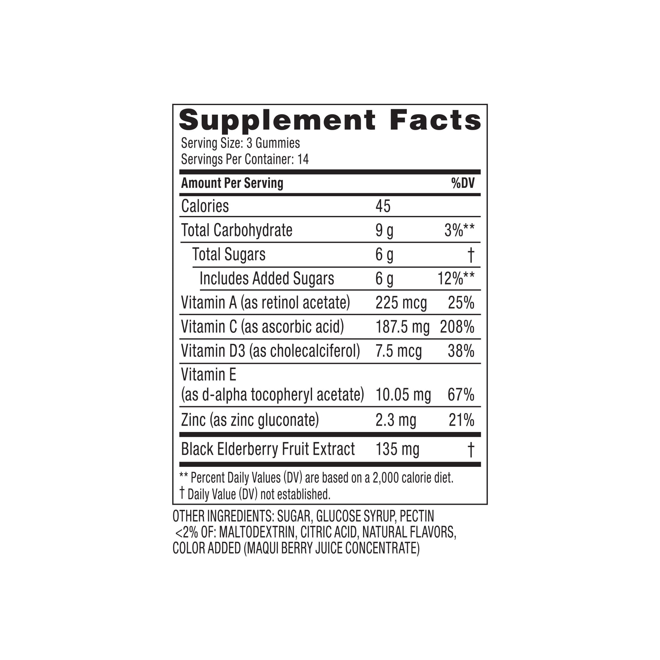 ZARBEES DAILY IMMUNE SUPPORT GUMMIES REAL ELDERBERRY 42 CT