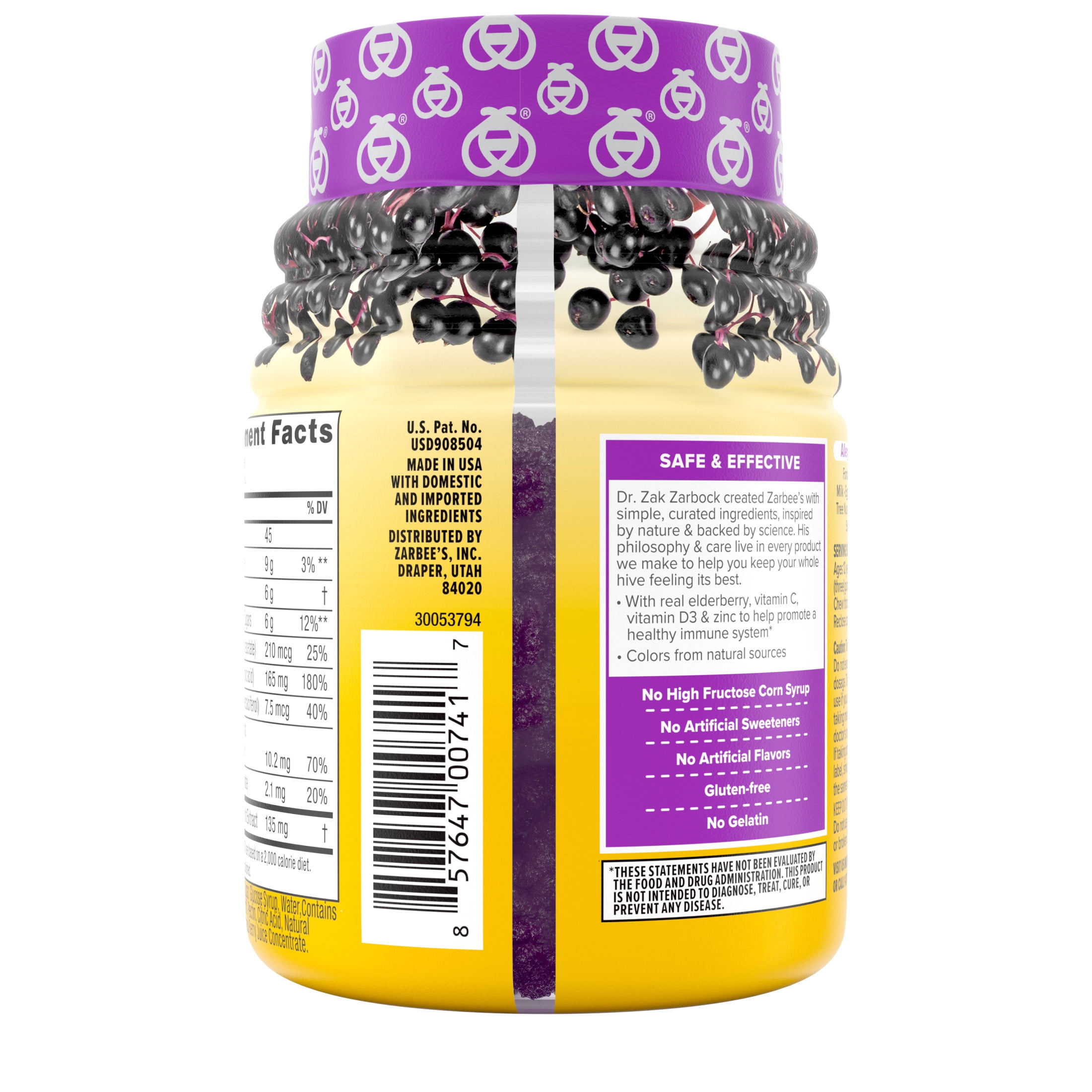 ZARBEES DAILY IMMUNE SUPPORT GUMMIES REAL ELDERBERRY 42 CT