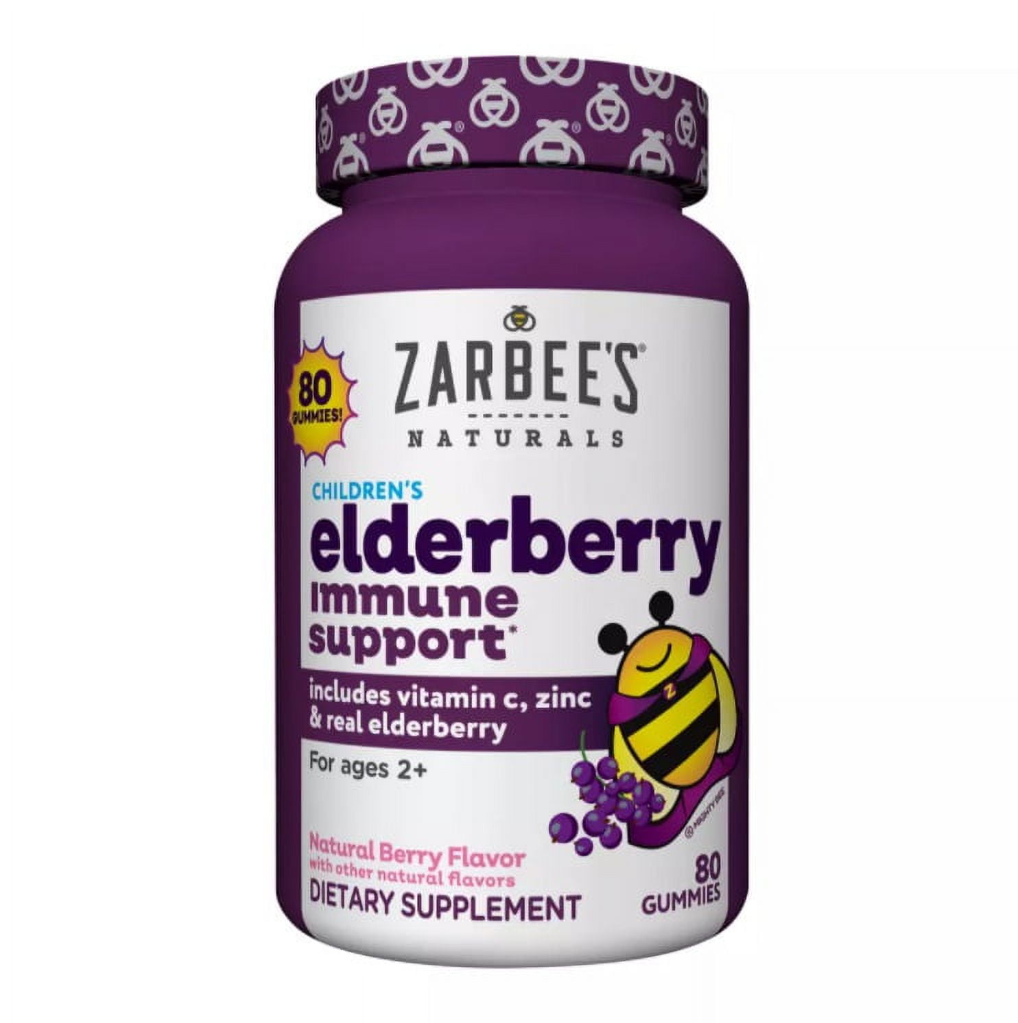 ZARBEE'S KIDS ELDERBERRY IMMUNE SUPPORT WITH VITAMIN C AND ZINC BERRY 80 CT