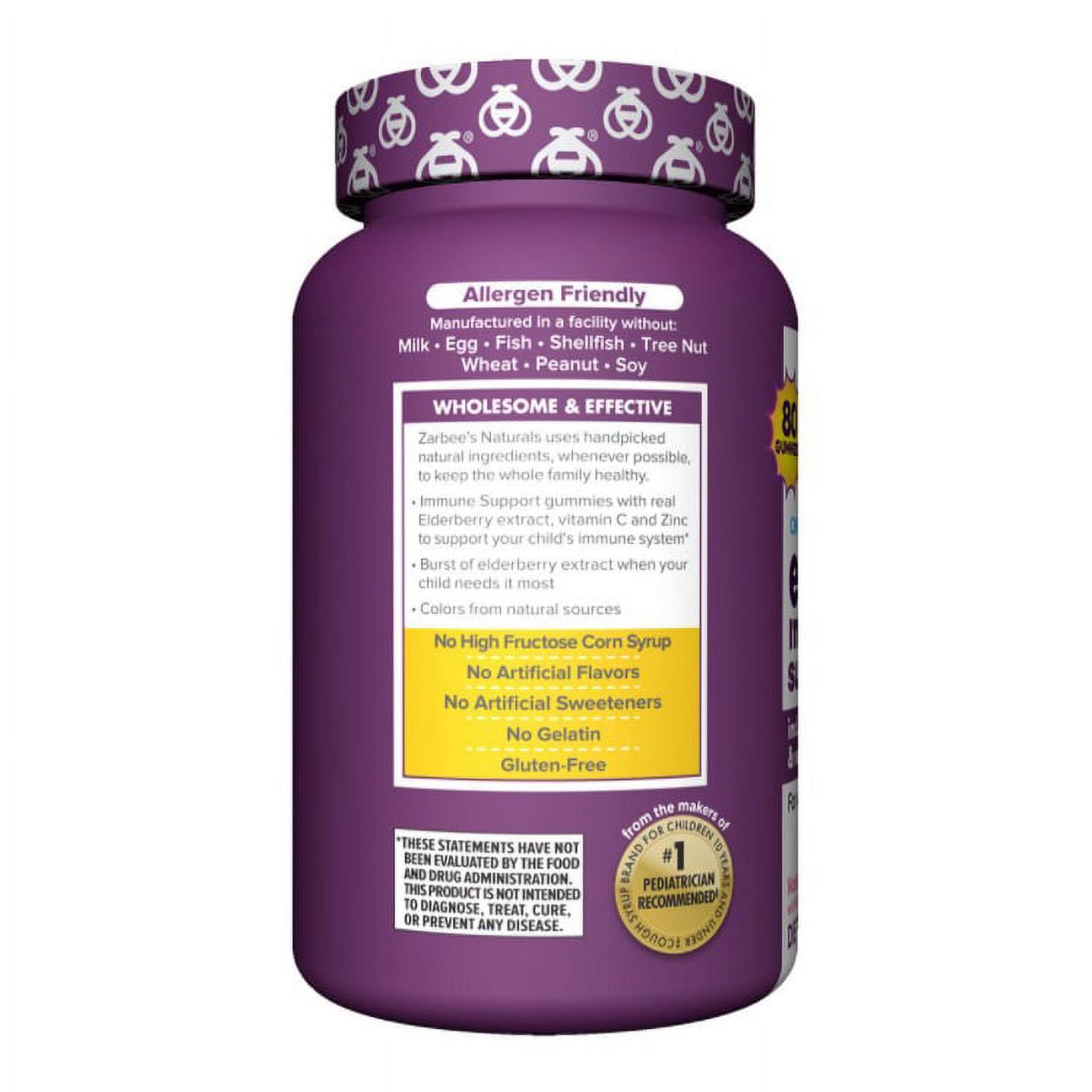 ZARBEE'S KIDS ELDERBERRY IMMUNE SUPPORT WITH VITAMIN C AND ZINC BERRY 80 CT