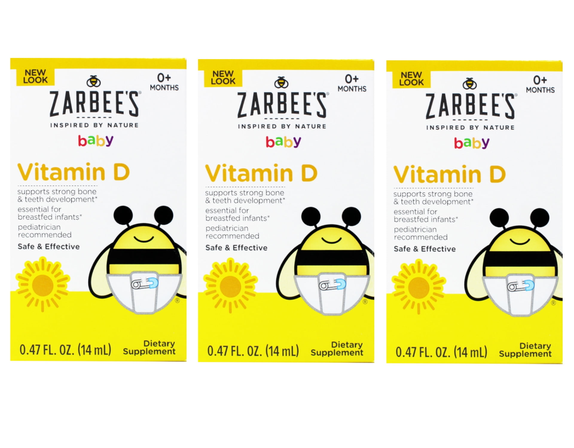 ZARBEE BABY VITAMIN D SUPPLEMENT INFANT DROPS 0.47 FL OZ PACK OF 3