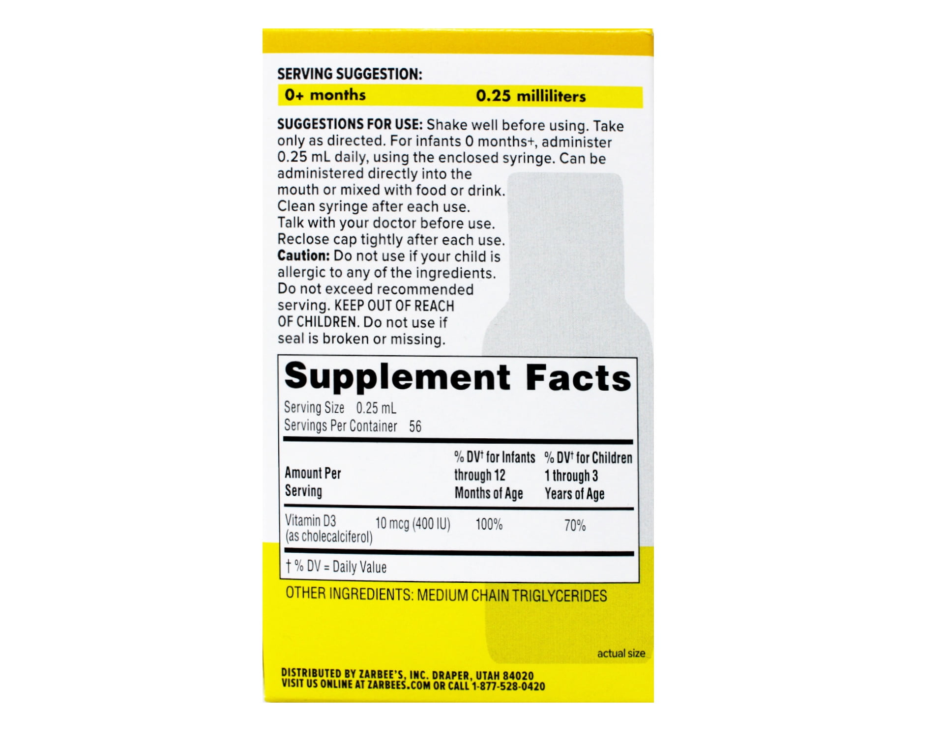 ZARBEE BABY VITAMIN D SUPPLEMENT INFANT DROPS 0.47 FL OZ PACK OF 3