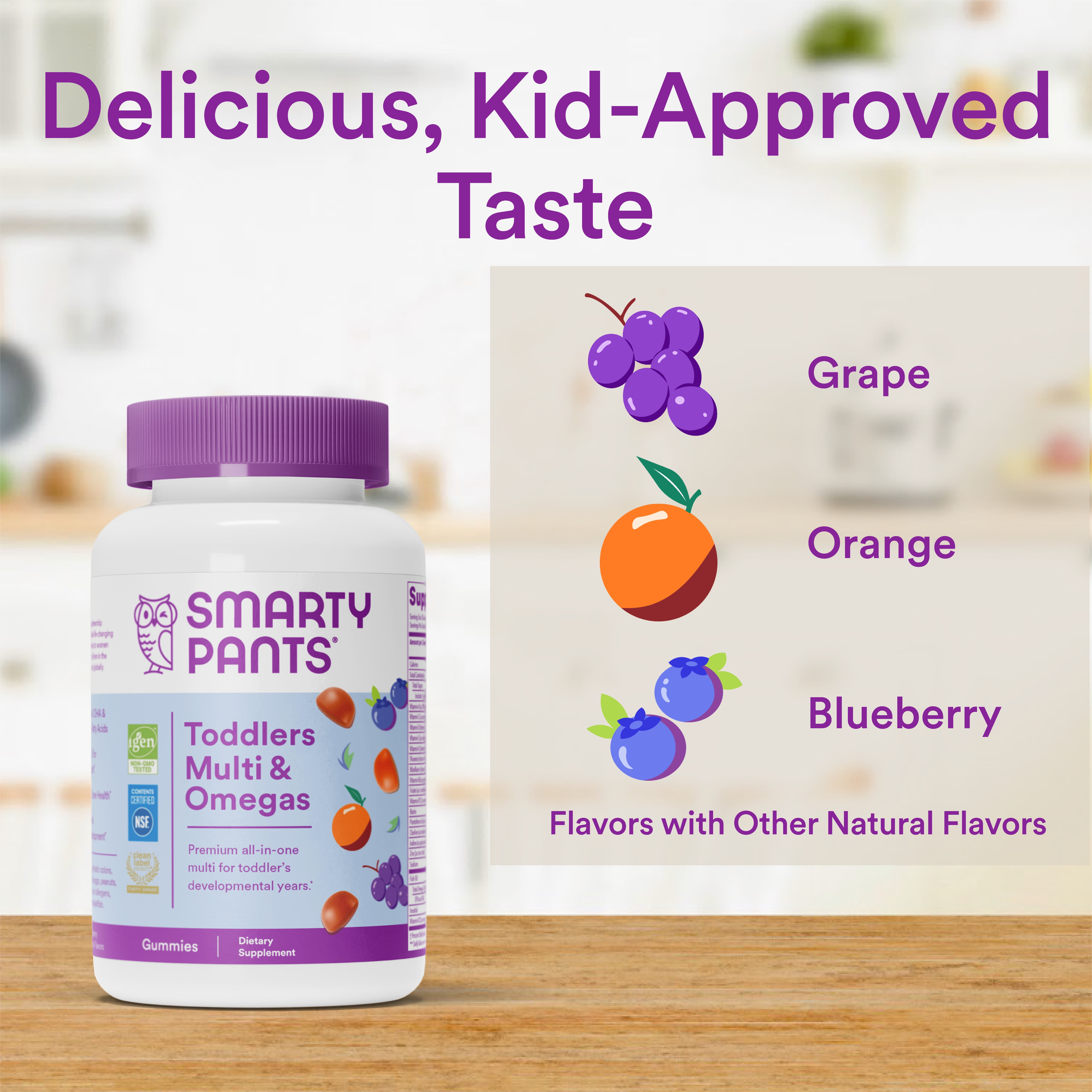 SMARTYPANTS TODDLER MULTIVITAMIN OMEGA 3 FISH OIL GUMMIES D3 C B12 90 CT