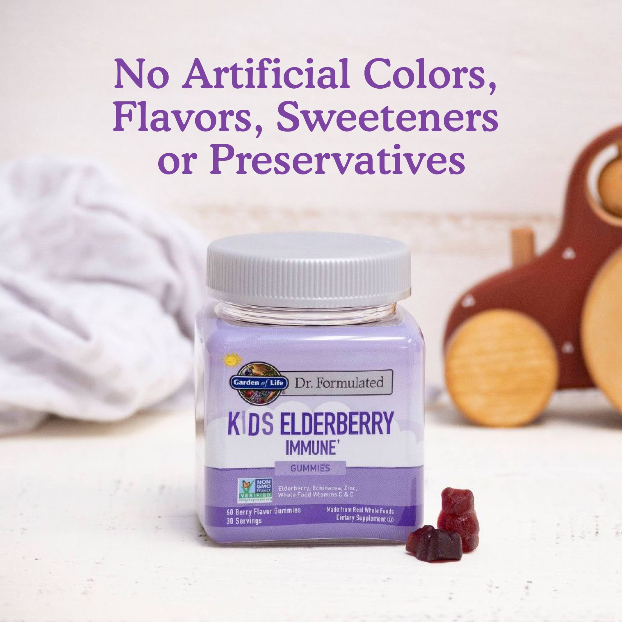 GARDEN OF LIFE DR. FORMULATED KIDS ELDERBERRY IMMUNE SUPPORT GUMMIES WITH ECHINACEA ZINC VITAMINS C D 30 SERVINGS
