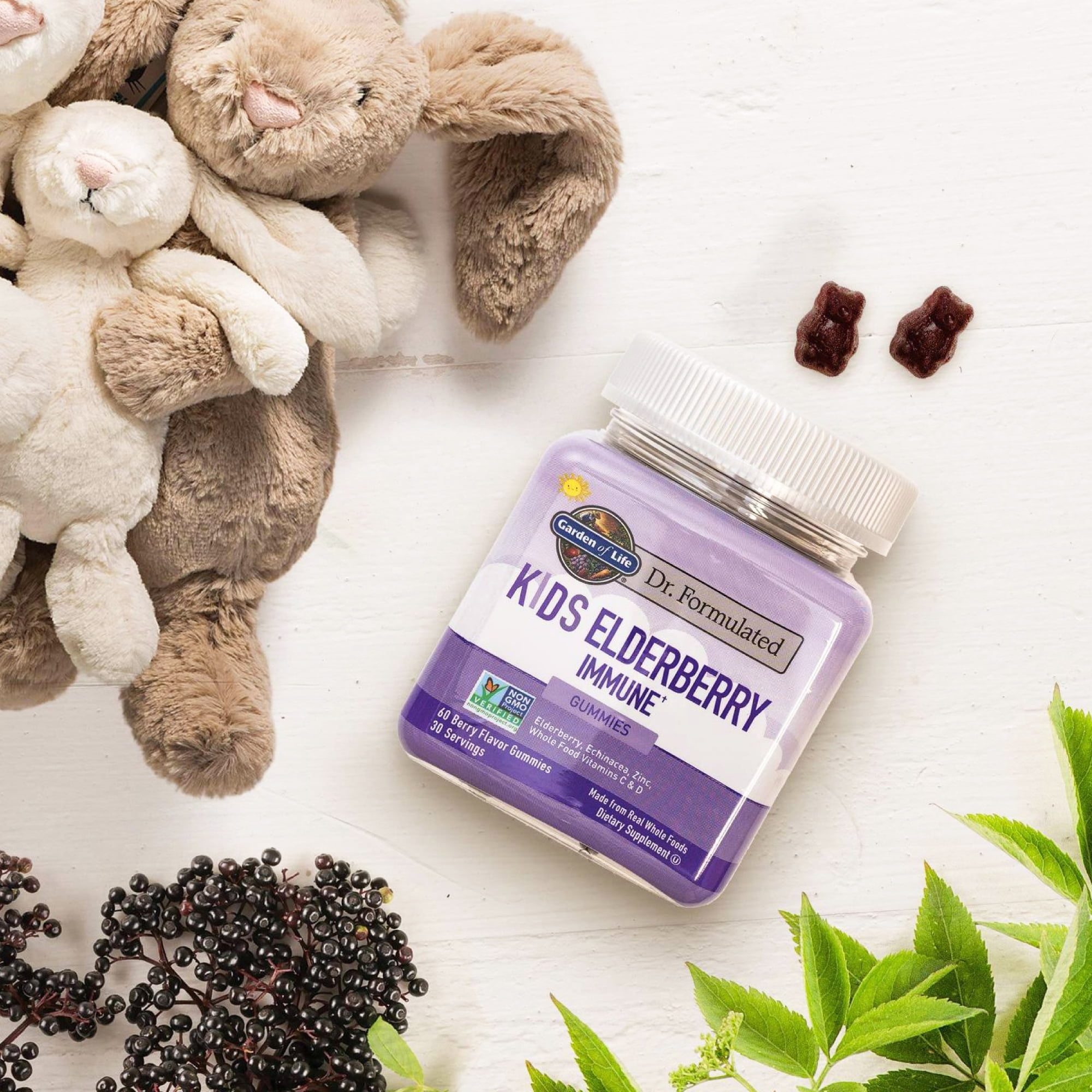 GARDEN OF LIFE DR. FORMULATED KIDS ELDERBERRY IMMUNE SUPPORT GUMMIES WITH ECHINACEA ZINC VITAMINS C D 30 SERVINGS