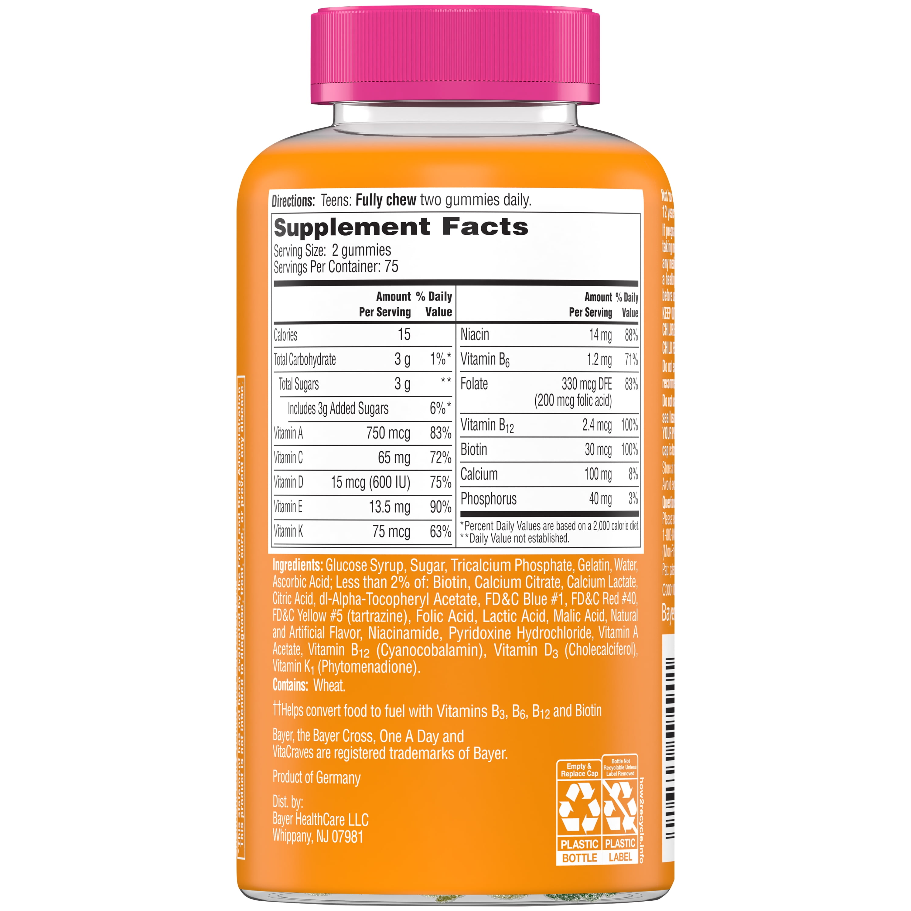 ONE A DAY TEEN MULTIVITAMIN GUMMIES FOR HER 150 TABLETS