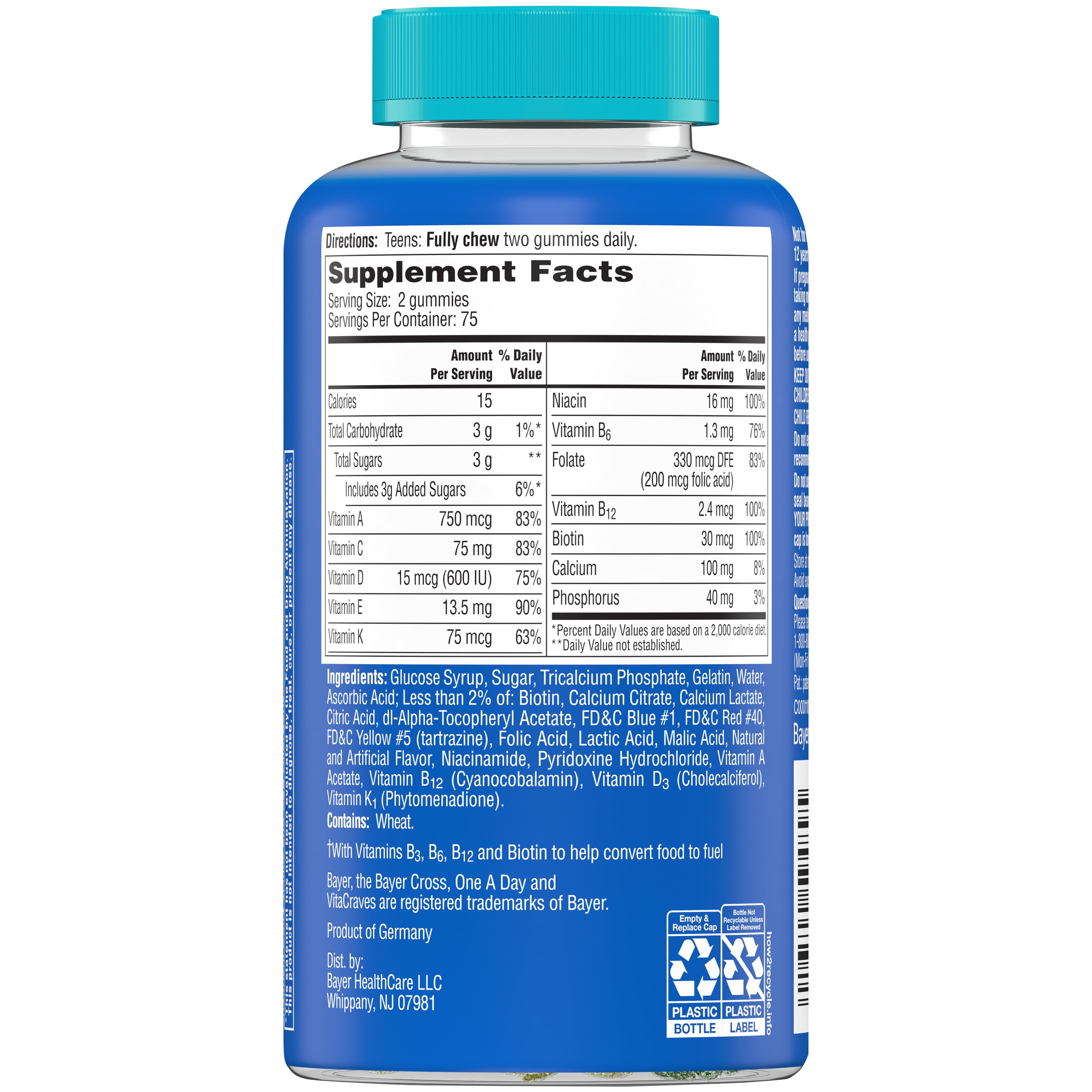 ONE A DAY TEEN FOR HIM MULTIVITAMIN GUMMIES 150 COUNT