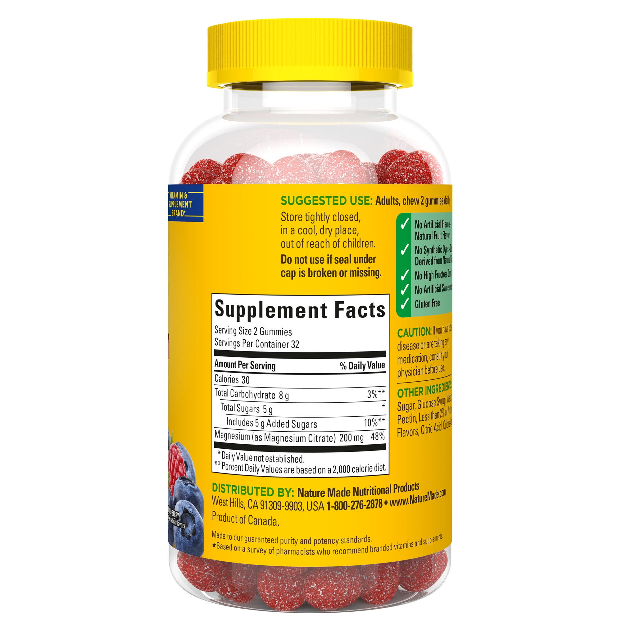 NATURE MADE HIGH ABSORPTION MAGNESIUM CITRATE GUMMIES 200MG 64 COUNT