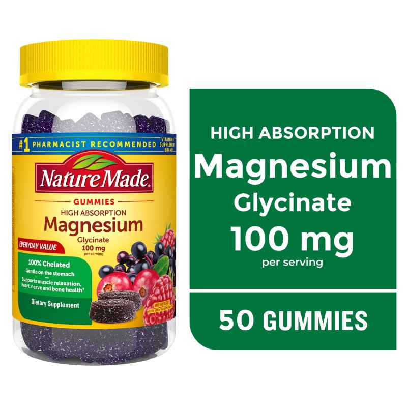 NATURE MADE HIGH ABSORPTION MAGNESIUM GLYCINATE BONE AND HEART SUPPORT MAGNESIUM GUMMIES 50 CT