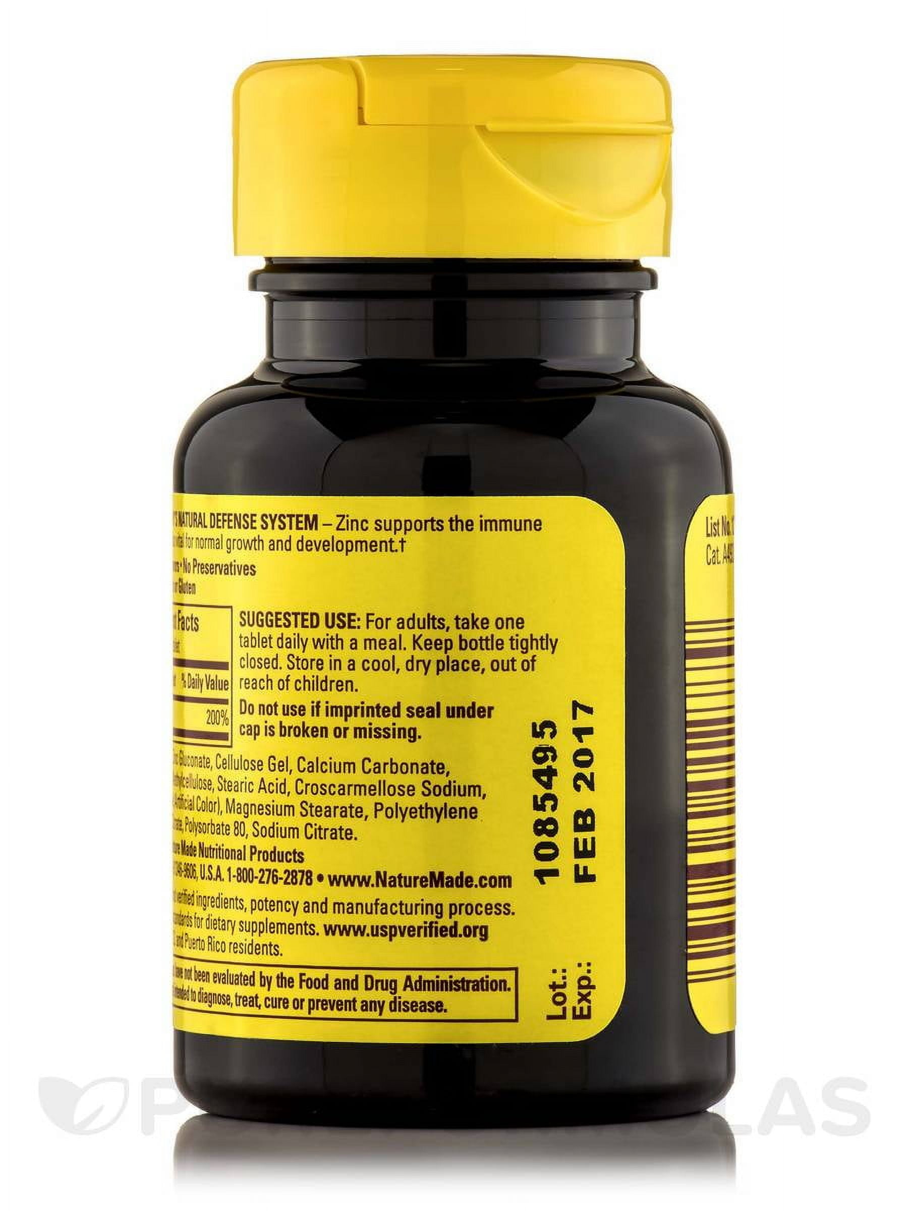 NATURE MADE ZINC 30MG TABLETS DIETARY SUPPLEMENT IMMUNE SUPPORT 100 COUNT