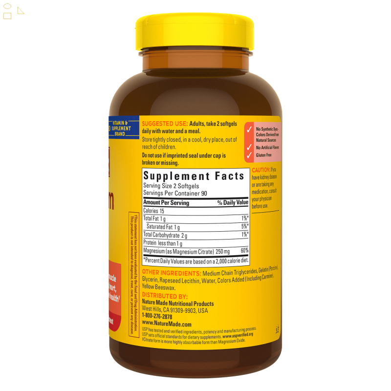 NATURE MADE MAGNESIUM CITRATE 250MG 180 COUNT FOR BETTER HEALTH AND WELLNESS