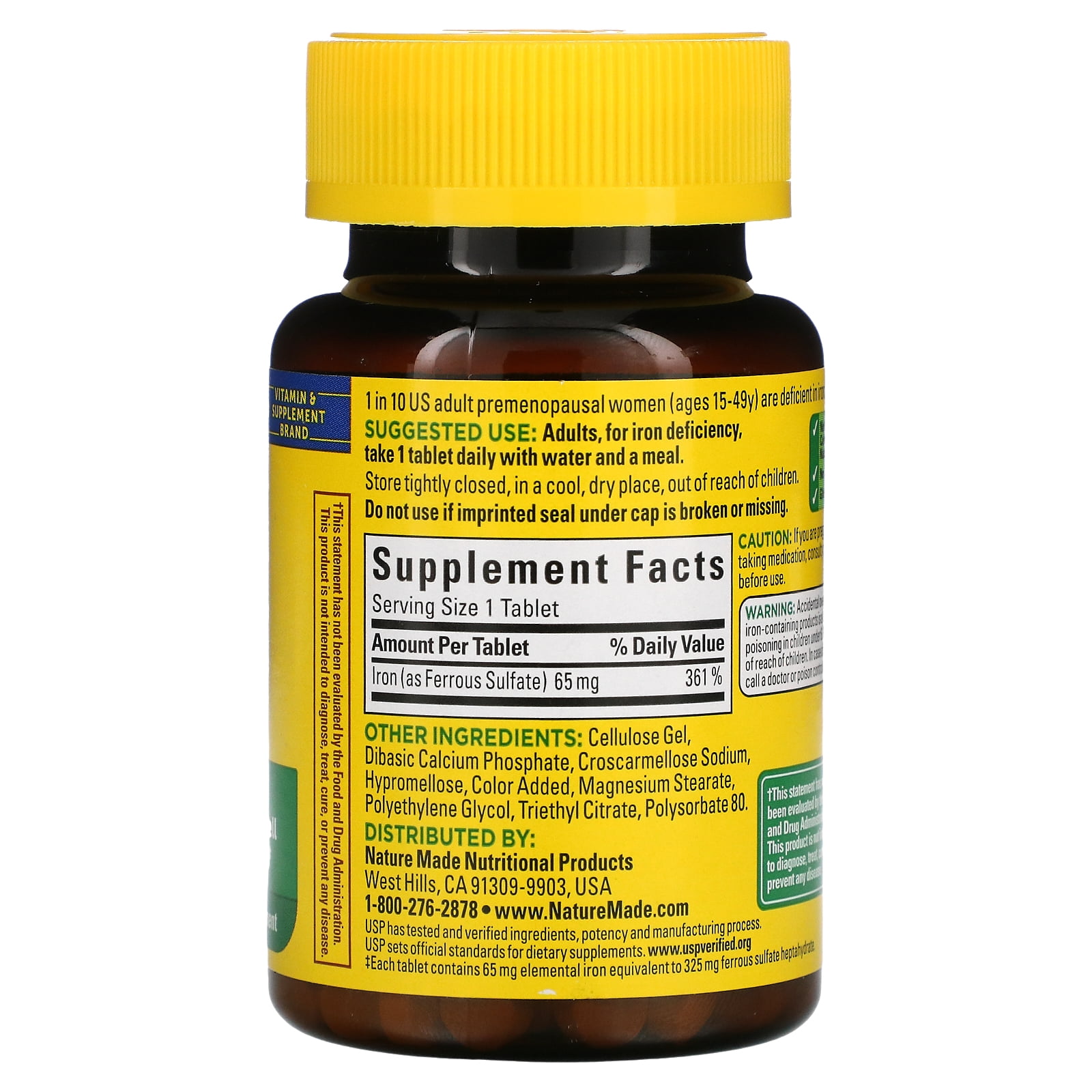 NATURE MADE IRON 65MG 180 TABLETS FOR OPTIMAL HEALTH AND VITALITY