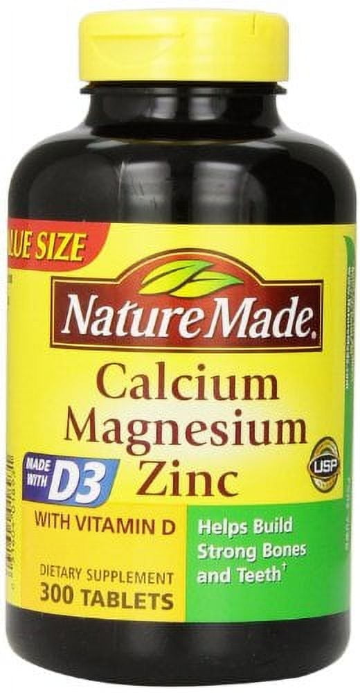 NATURE MADE CALCIUM MAGNESIUM ZINC VITAMIN D SUPPLEMENT 300 COUNT PACK OF 2 FOR OPTIMAL BONE HEALTH