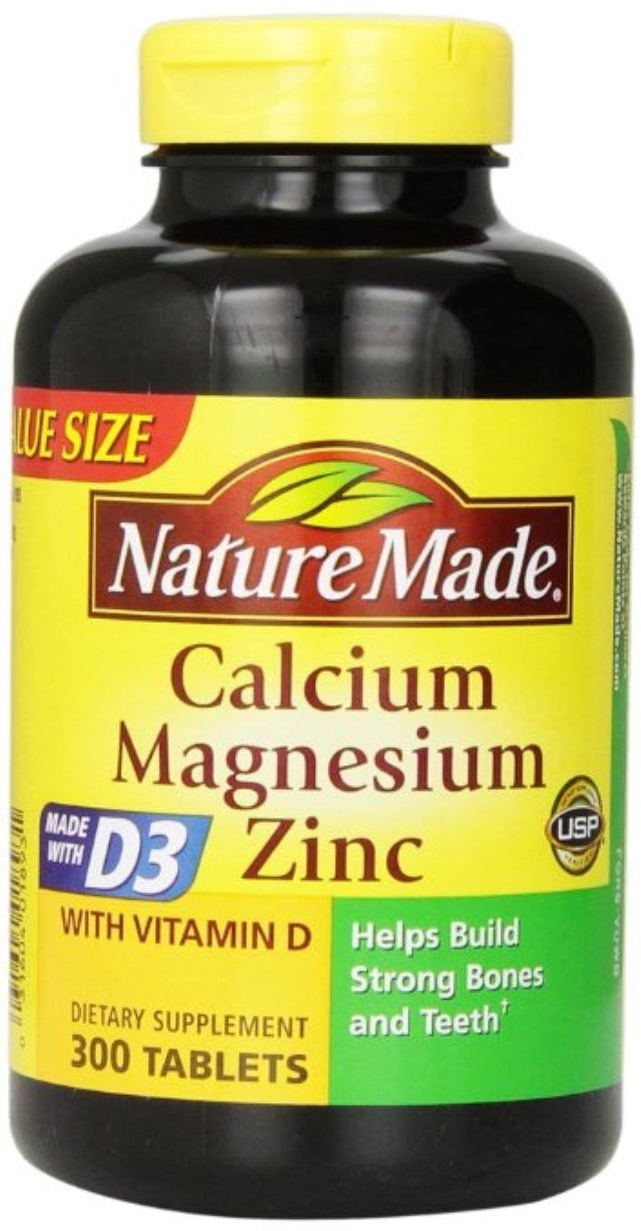 NATURE MADE CALCIUM MAGNESIUM ZINC TABLETS 300 COUNT PACK OF 6