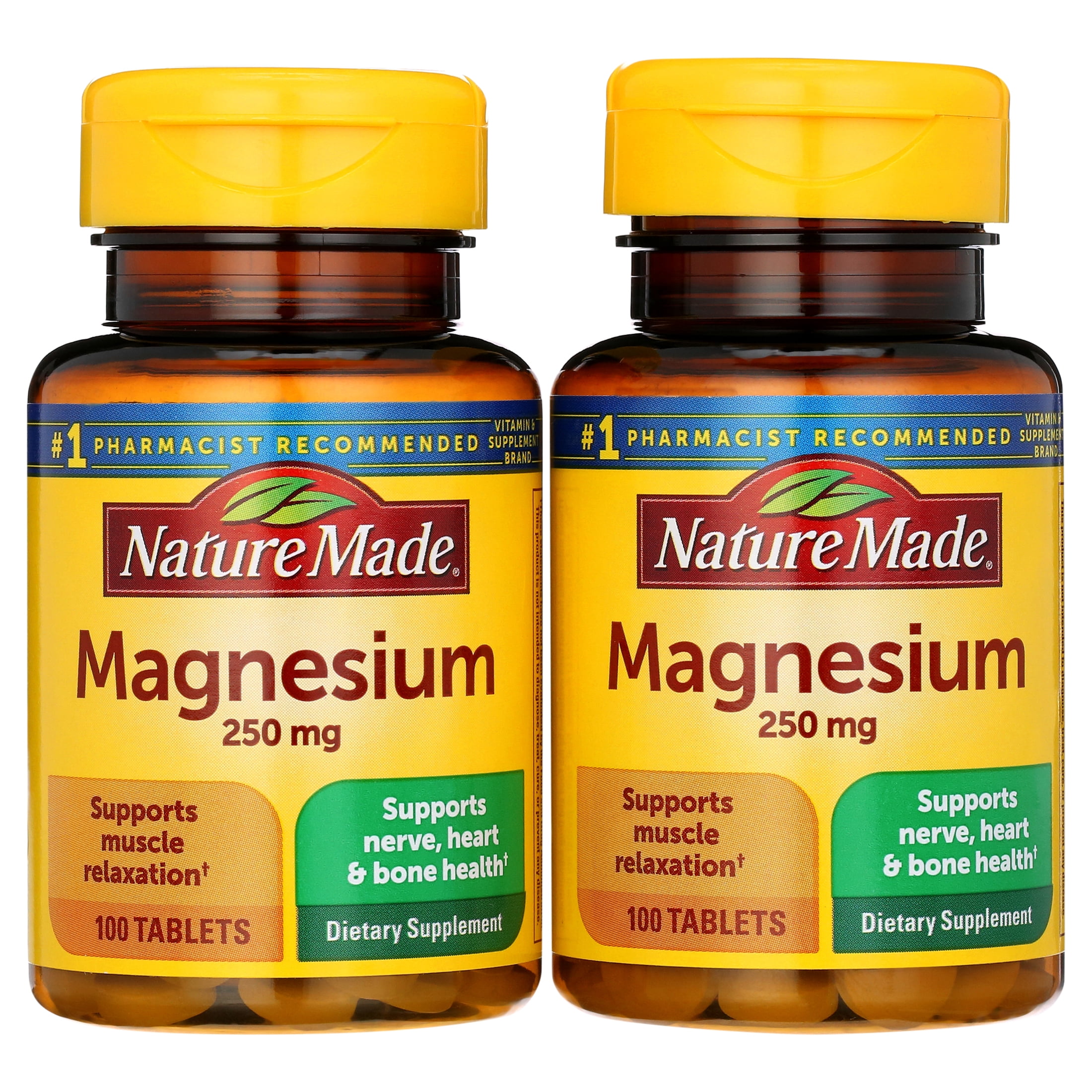 NATURE MADE MAGNESIUM 250MG TABLETS 100 CT PACK OF 2