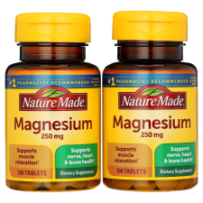 NATURE MADE MAGNESIUM 250MG TABLETS 100 CT PACK OF 2