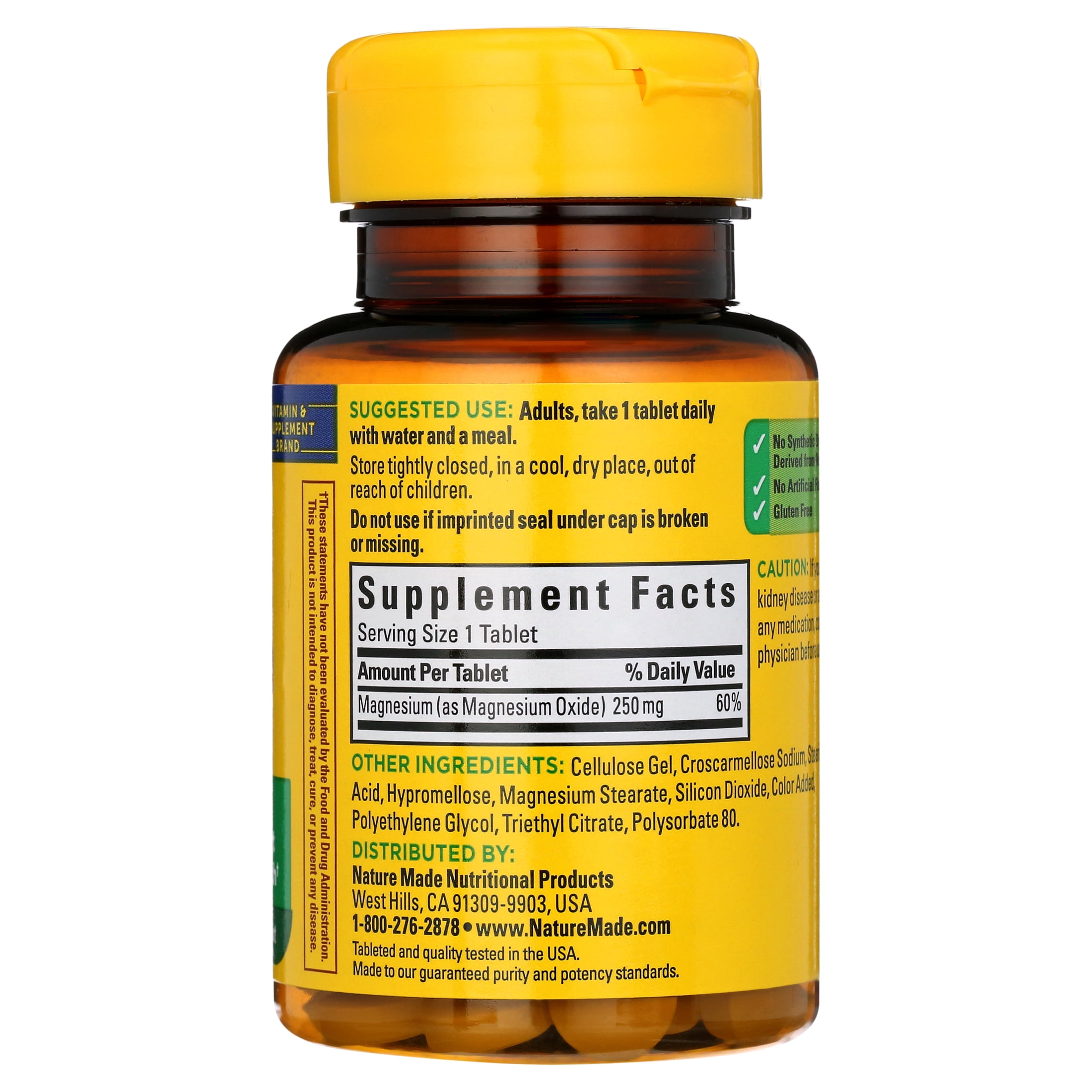 NATURE MADE MAGNESIUM 250MG TABLETS 100 CT PACK OF 2