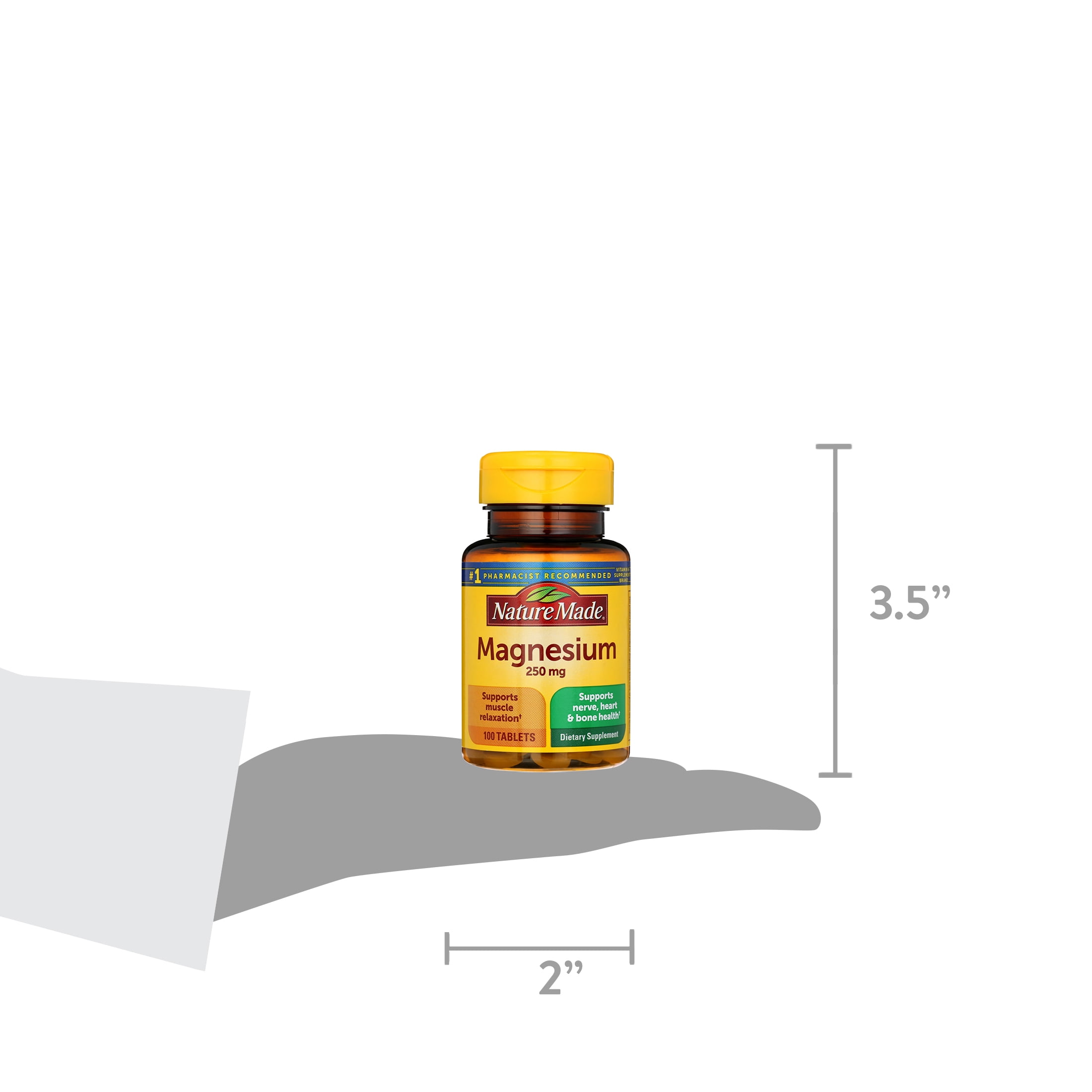 NATURE MADE MAGNESIUM 250MG TABLETS 100 CT PACK OF 2