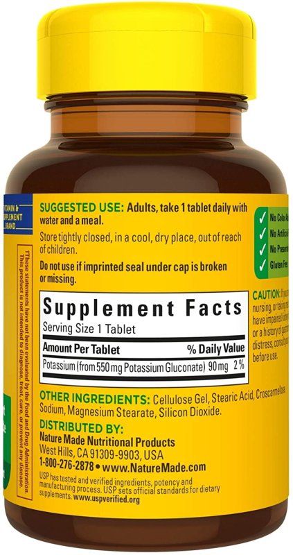 NATURE MADE POTASSIUM GLUCONATE 550MG TABLETS 100 EA PACK OF 2