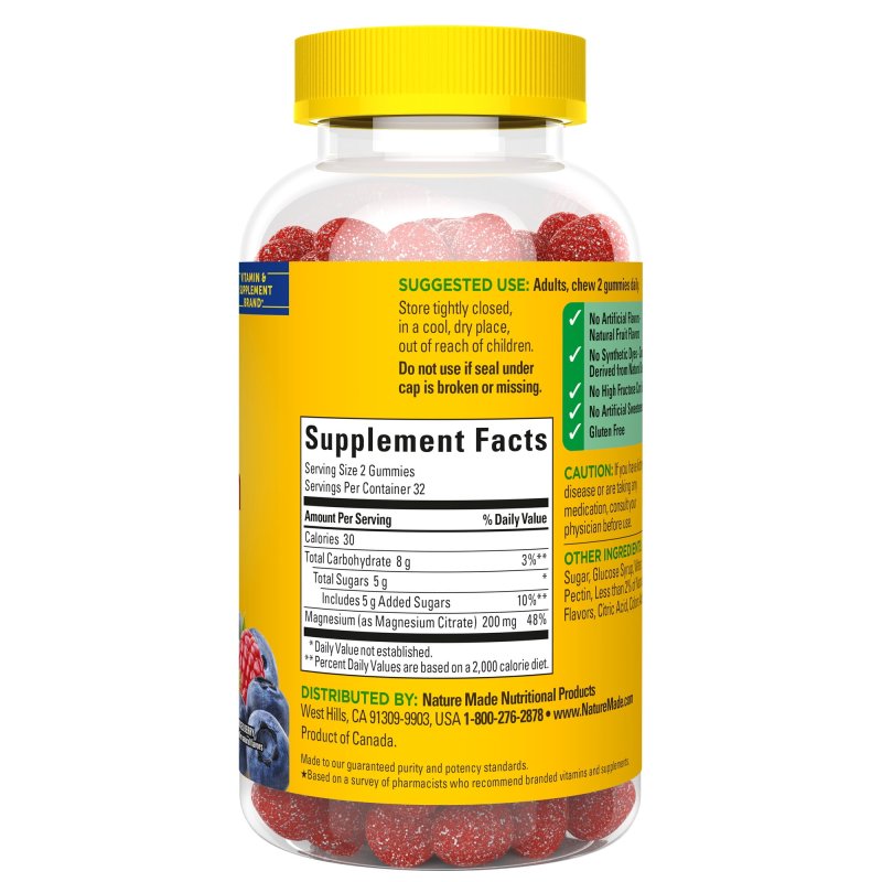 NATURE MADE HIGH ABSORPTION MAGNESIUM CITRATE 200 MG GUMMIES 64 COUNT 2 PACK