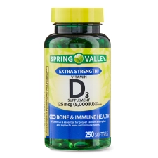 SPRING VALLEY VITAMIN D3 SOFTGELS 125 MCG PER SOFTGEL 5000 IU 250 COUNT