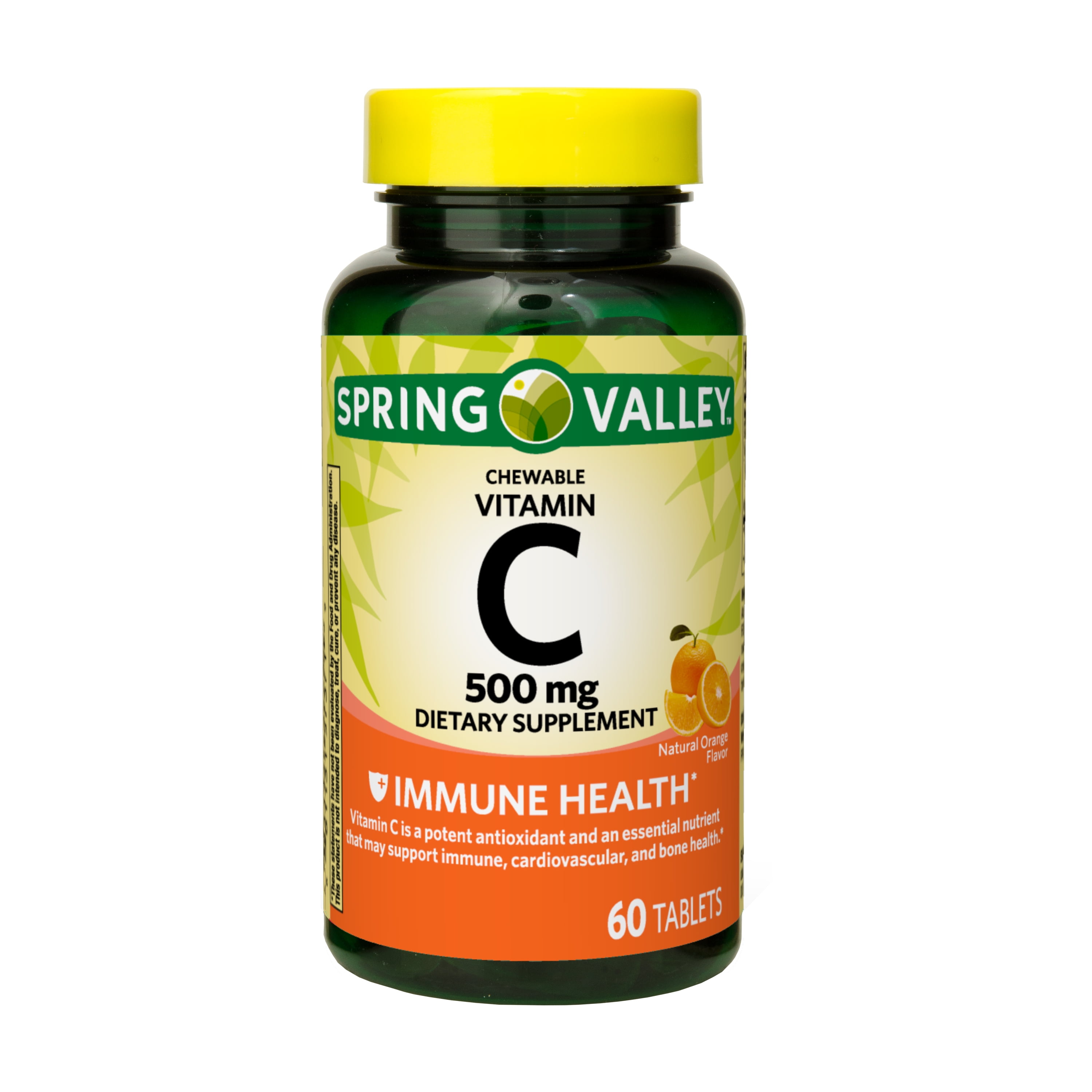 SPRING VALLEY VITAMIN C CHEWABLE TABLETS ORANGE FLAVOR 500MG 60 COUNT