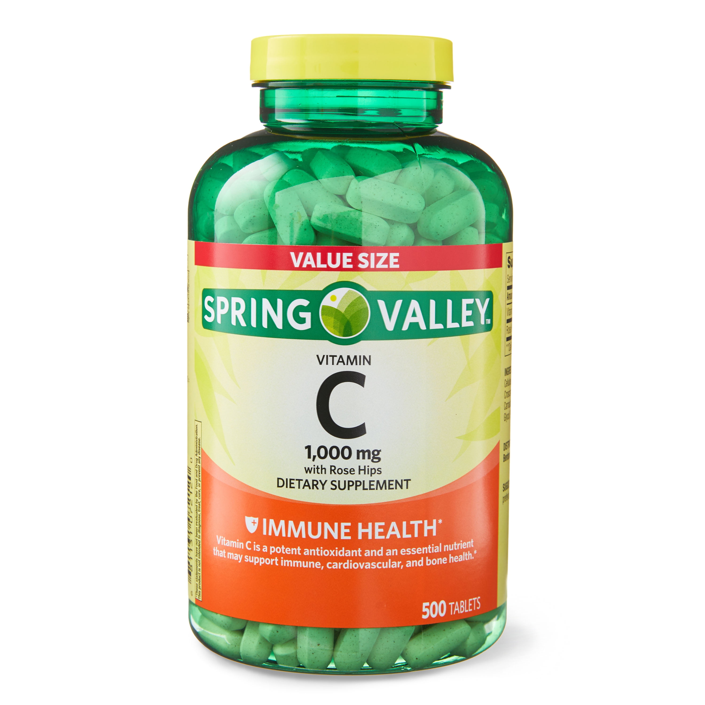 SPRING VALLEY VITAMIN C ROSE HIPS TABLETS 1000MG 500 CT