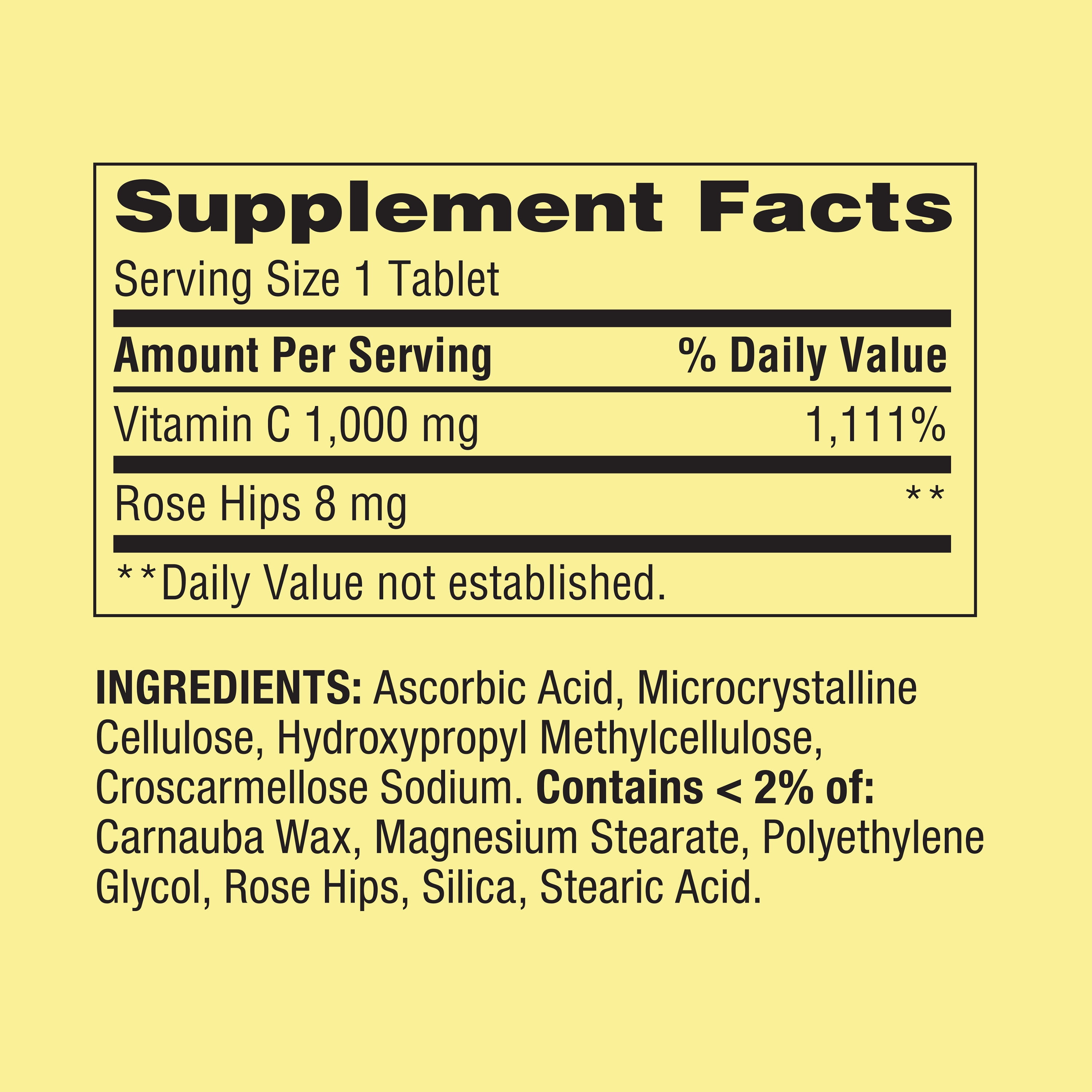 SPRING VALLEY VITAMIN C ROSE HIPS TABLETS 1000MG 500 CT