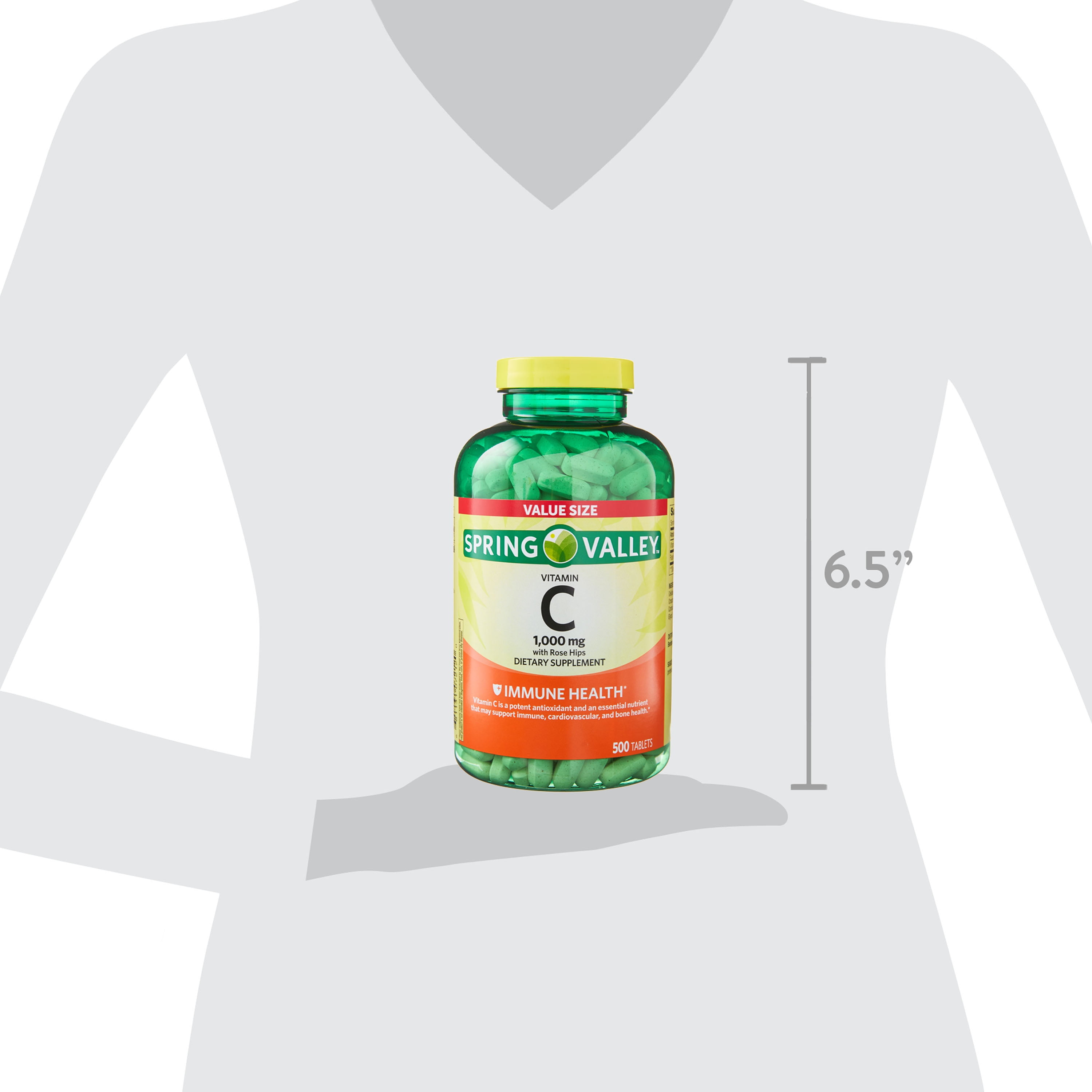 SPRING VALLEY VITAMIN C ROSE HIPS TABLETS 1000MG 500 CT