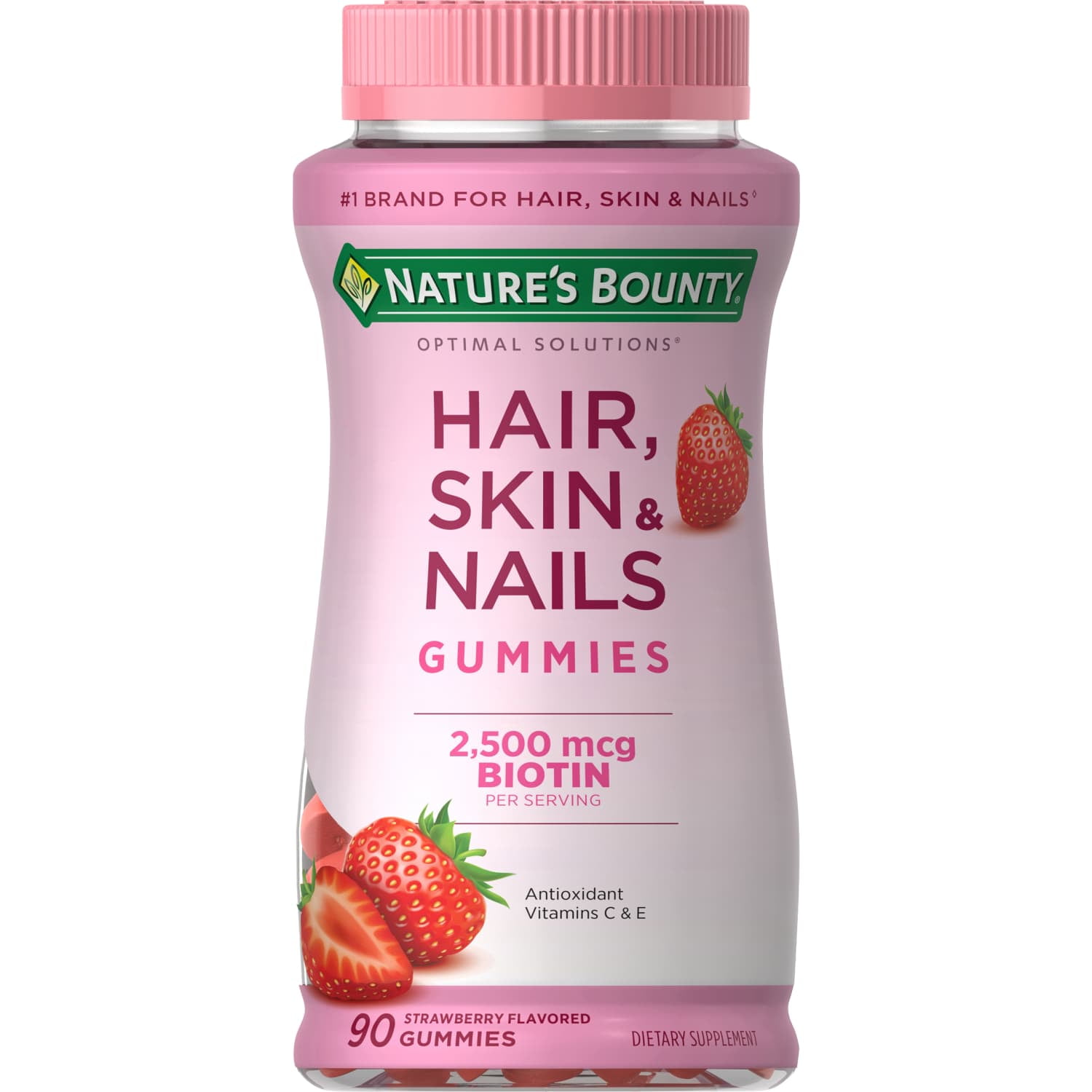 NATURE'S BOUNTY HAIR SKIN NAIL VITAMINS BIOTIN WOMEN'S MULTIVITAMIN STRAWBERRY GUMMIES 90 CT