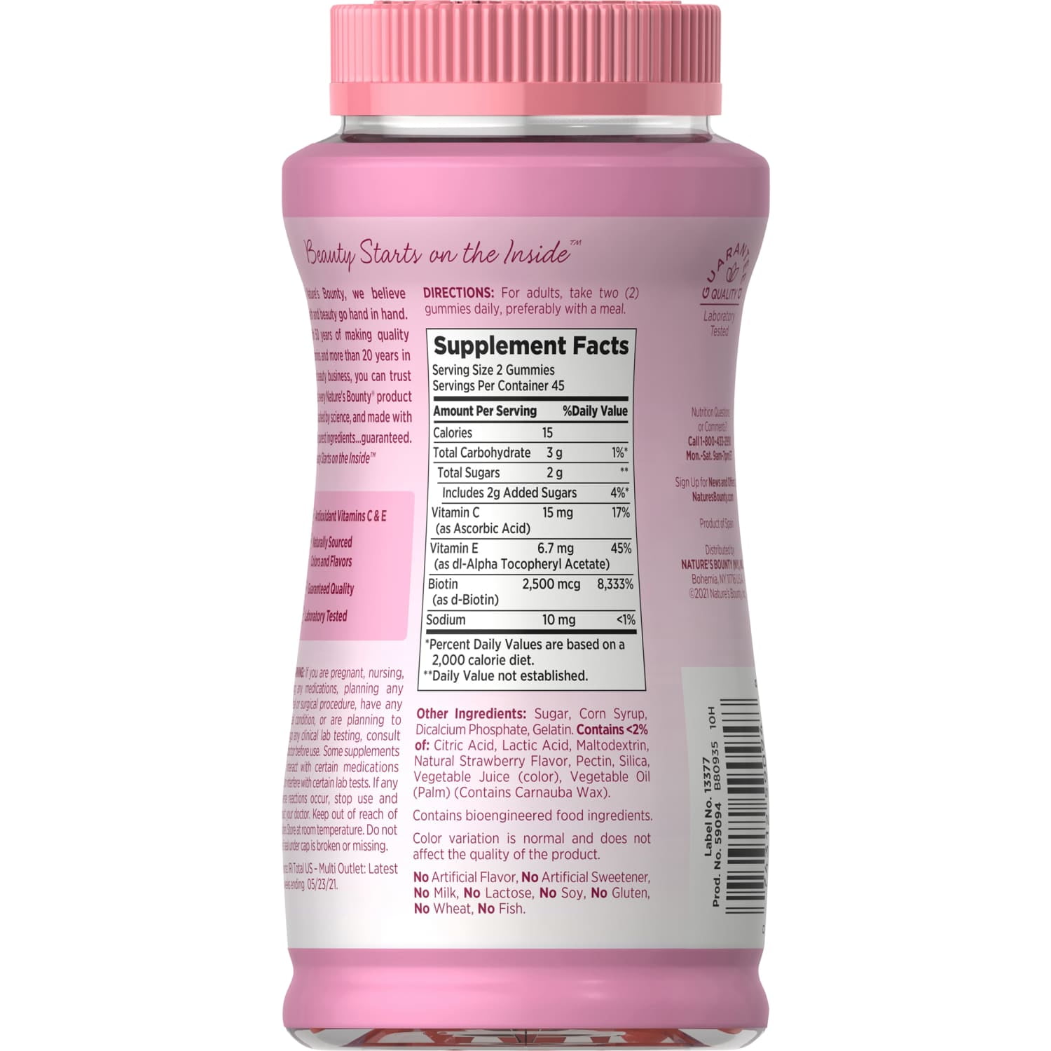 NATURE'S BOUNTY HAIR SKIN NAIL VITAMINS BIOTIN WOMEN'S MULTIVITAMIN STRAWBERRY GUMMIES 90 CT
