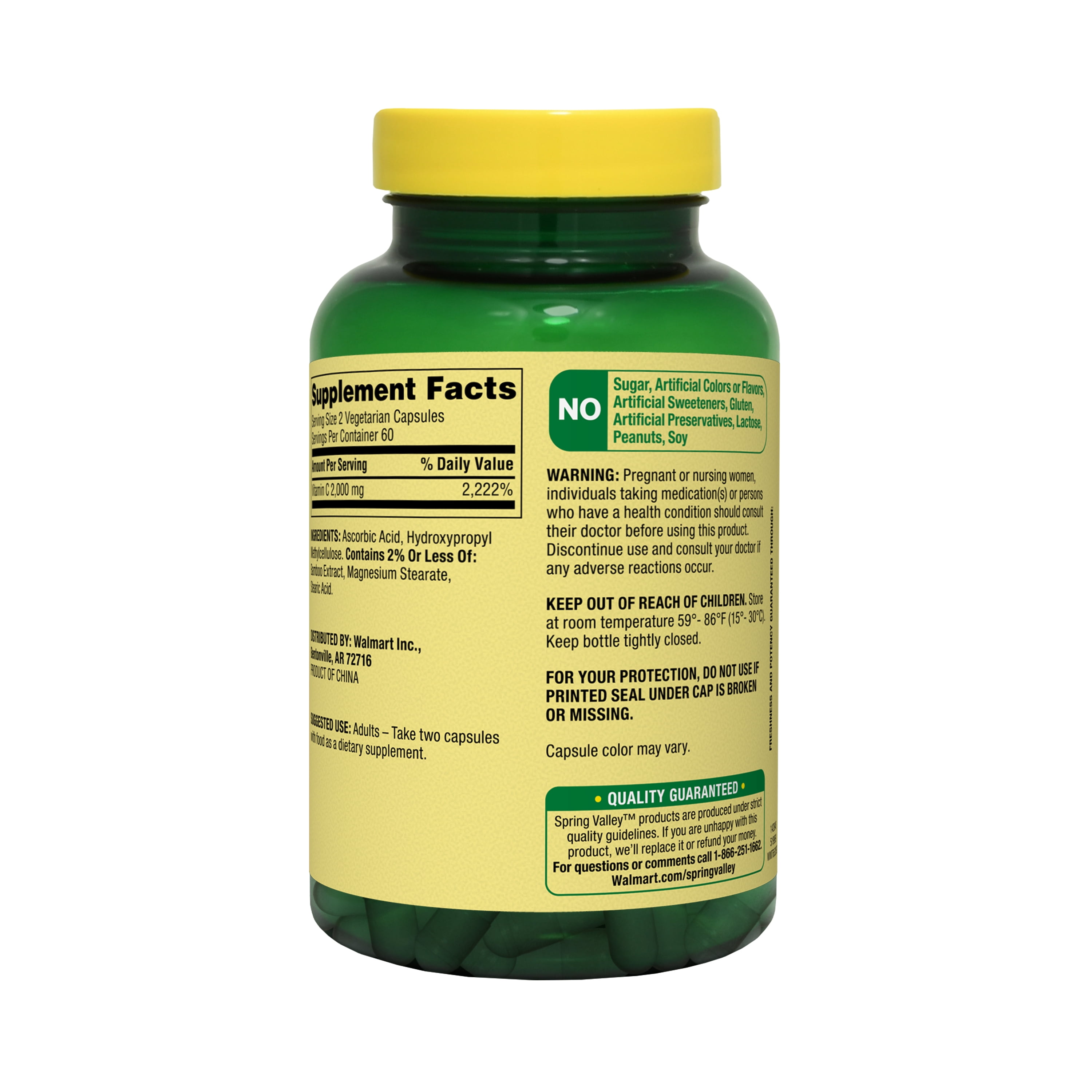 SPRING VALLEY ULTRA STRENGTH VITAMIN C CAPSULES 2000 MG 120 COUNT DIETARY SUPPLEMENT