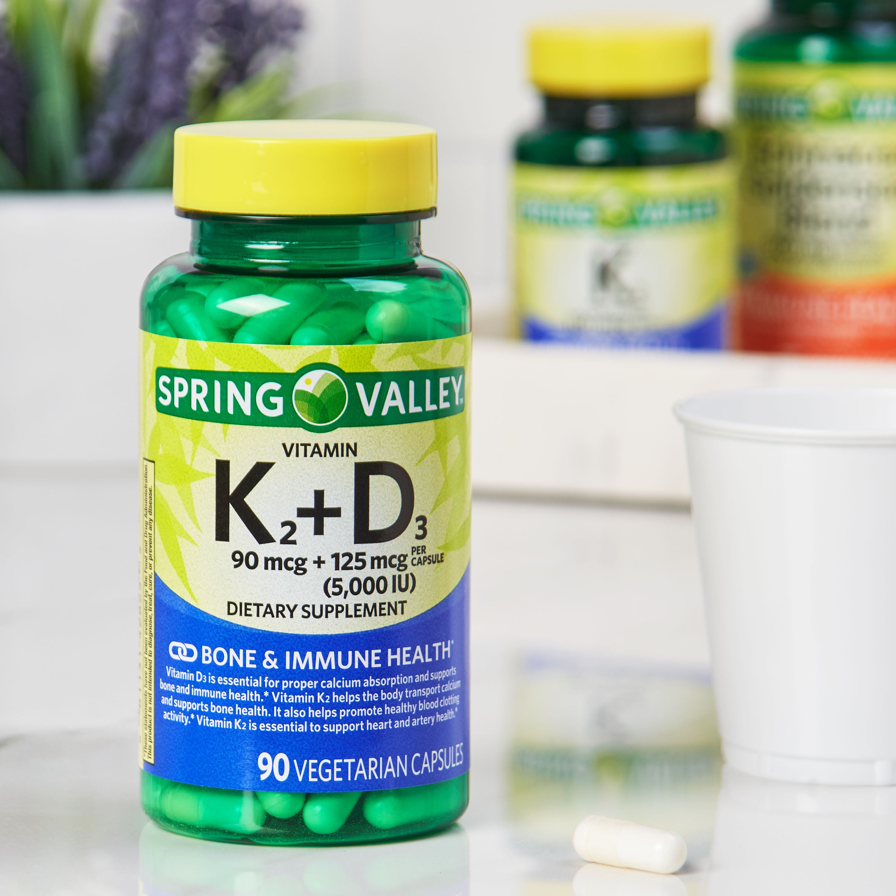 SPRING VALLEY VITAMIN K2 90MCG D3 125MCG VEGETARIAN CAPSULES 90 COUNT
