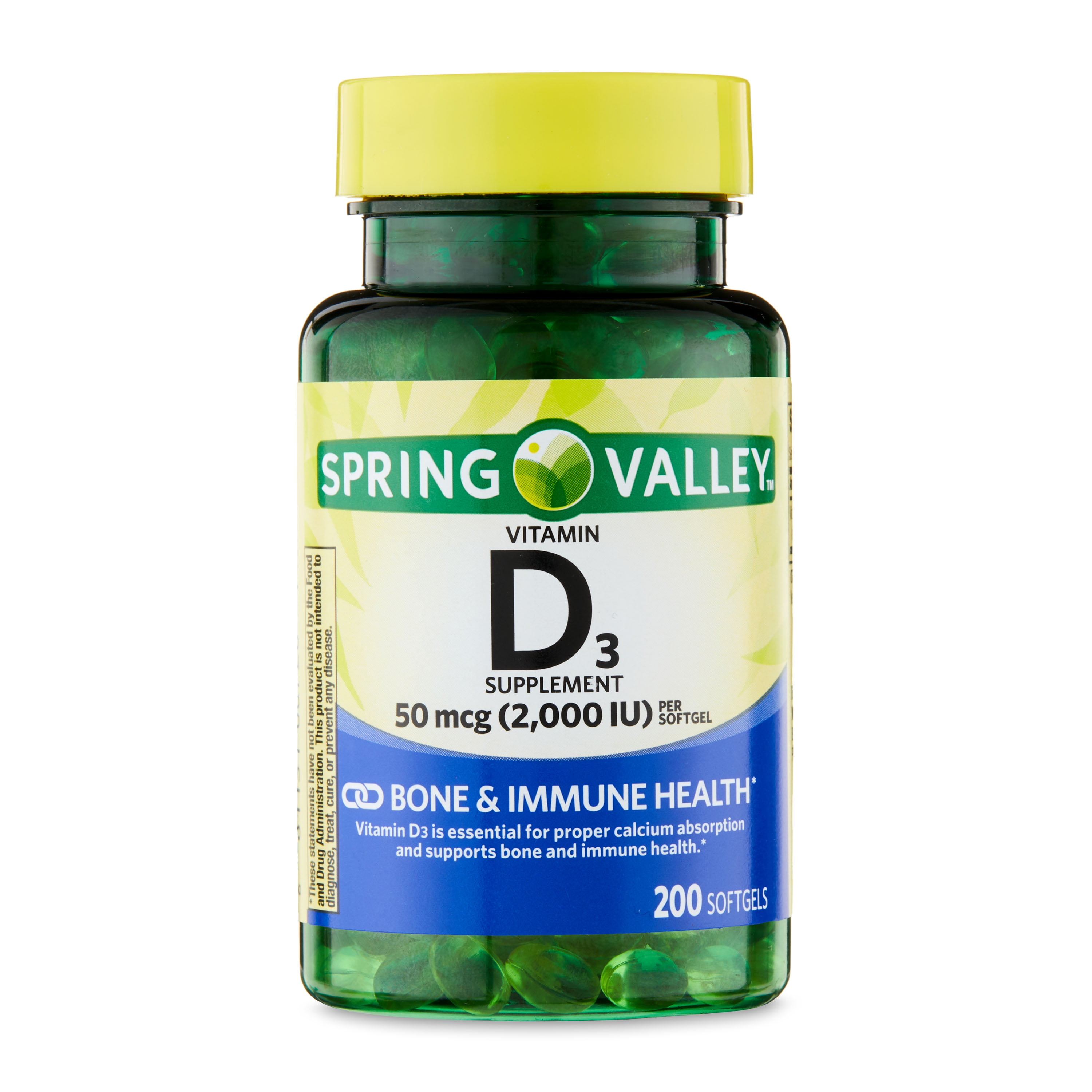 SPRING VALLEY VITAMIN D3 50 MCG 200 COUNT 2000 IU SUPPLEMENT