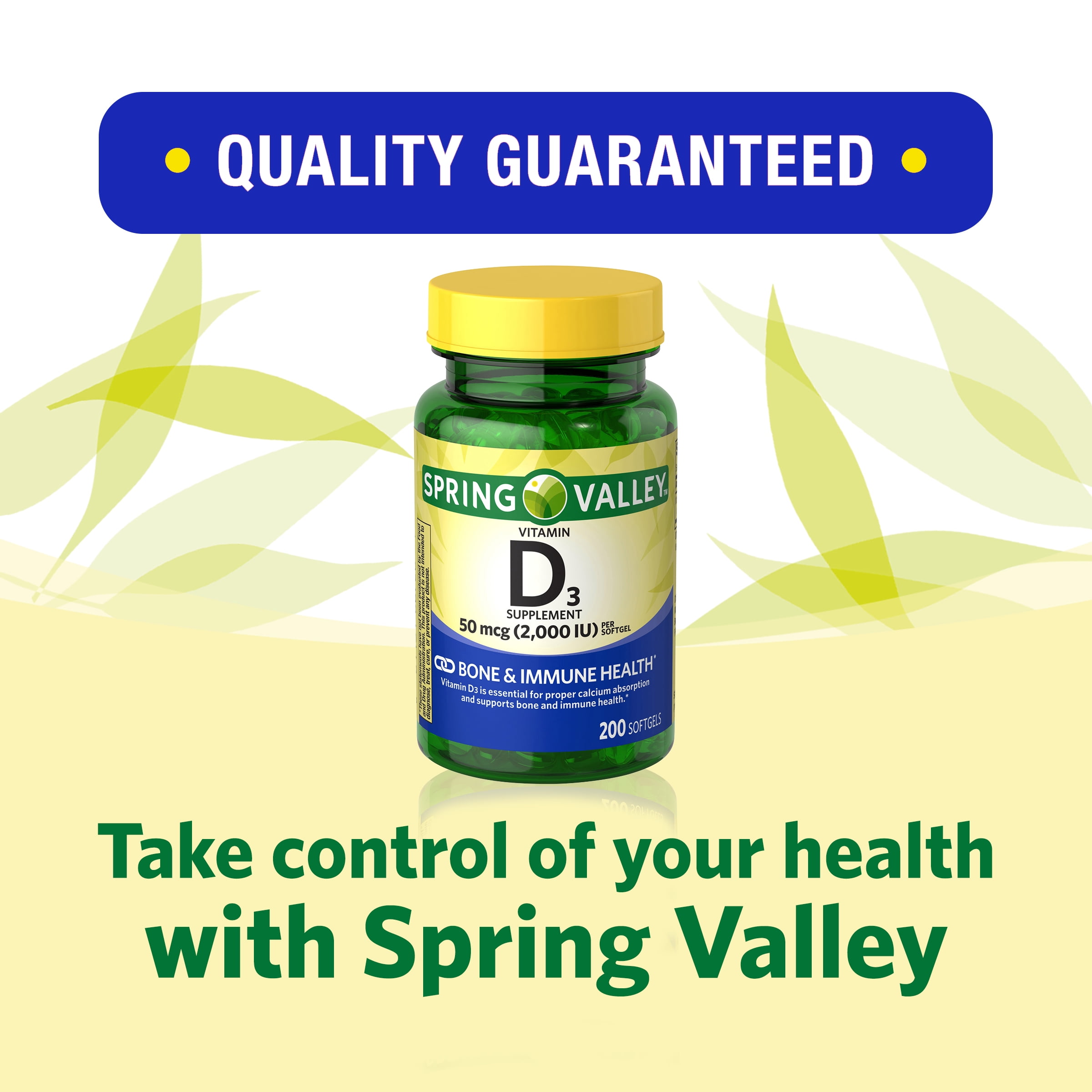 SPRING VALLEY VITAMIN D3 50 MCG 200 COUNT 2000 IU SUPPLEMENT
