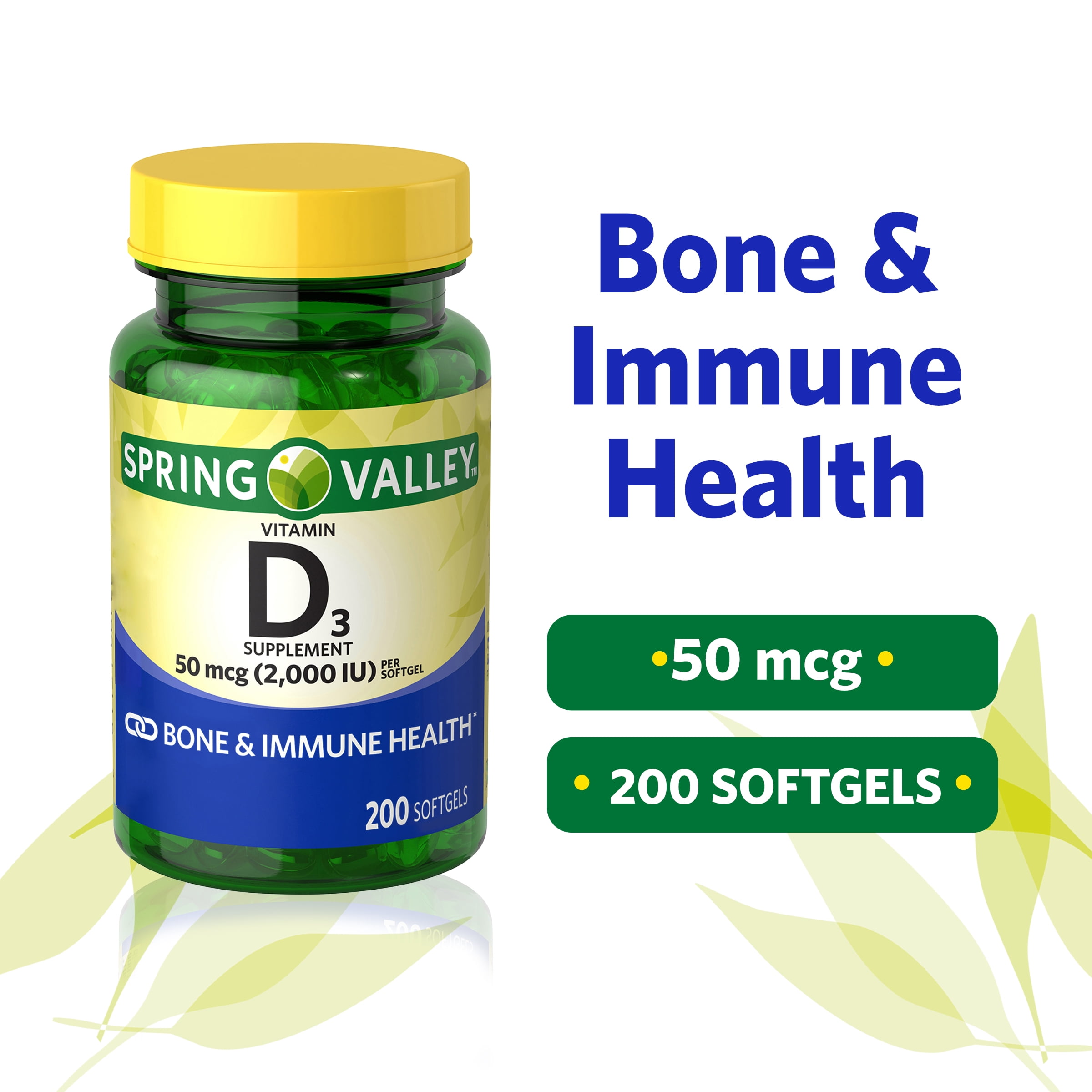 SPRING VALLEY VITAMIN D3 50 MCG 200 COUNT 2000 IU SUPPLEMENT
