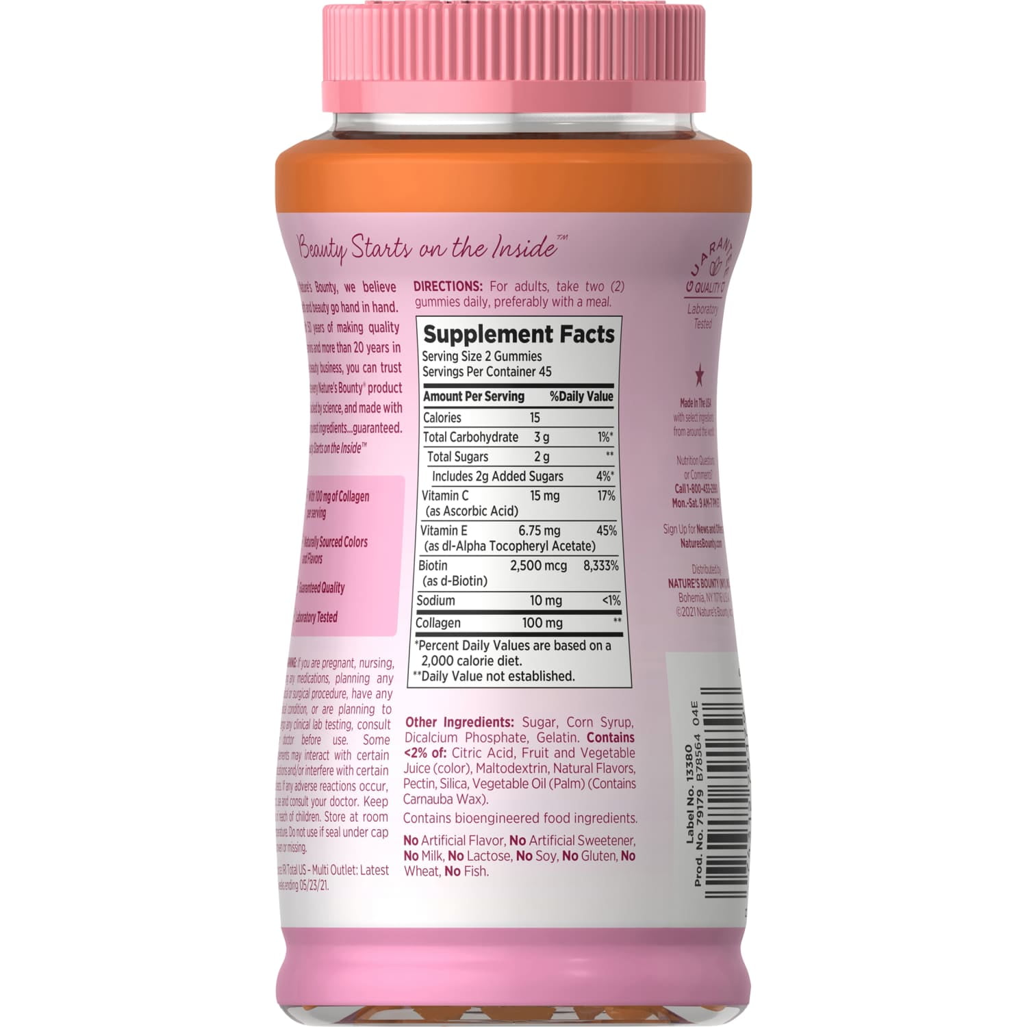 NATURE'S BOUNTY HAIR SKIN NAILS VITAMIN COLLAGEN BIOTIN WOMEN'S MULTIVITAMIN TROPICAL CITRUS GUMMIES 90 CT