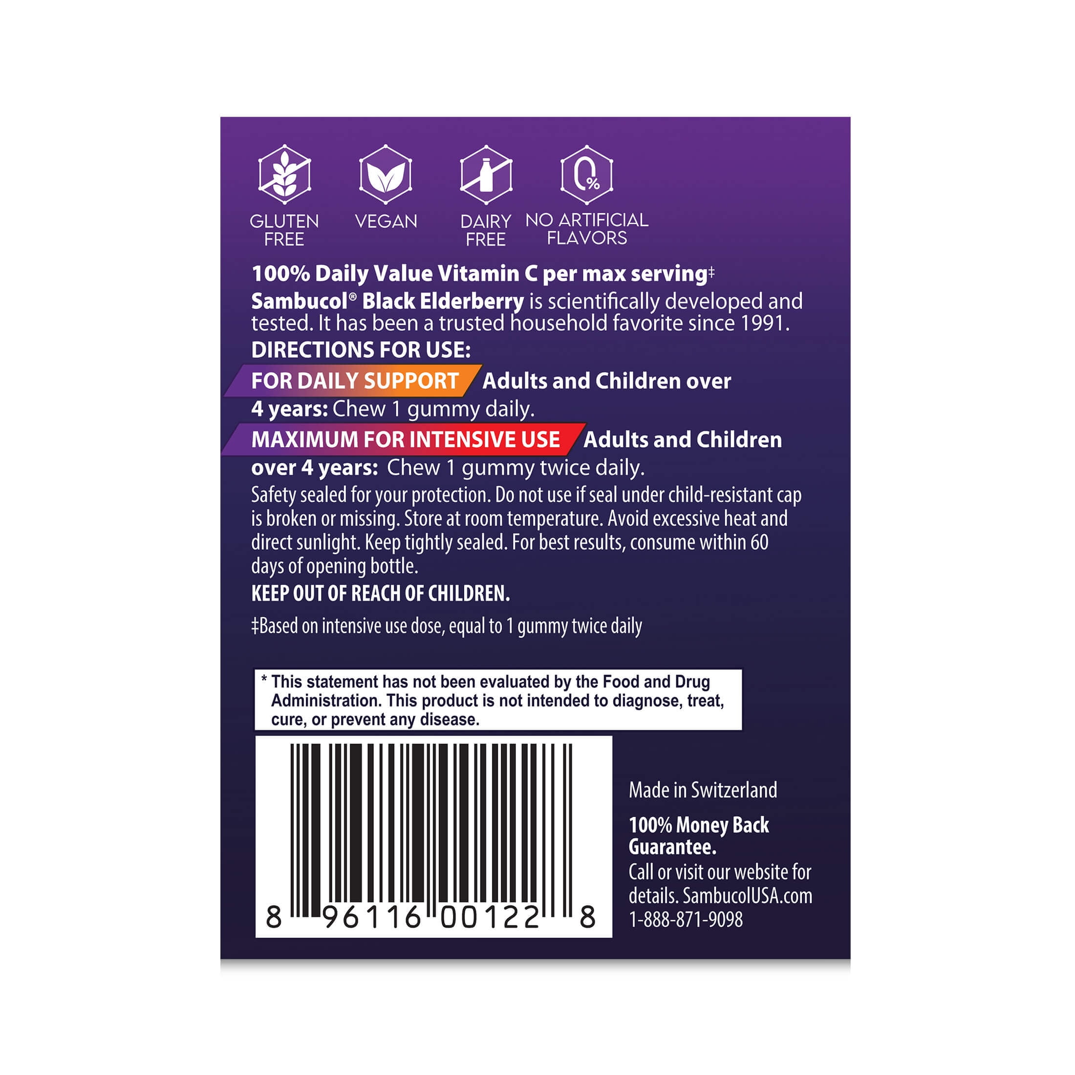SAMBUCOL BLACK ELDERBERRY IMMUNE SUPPORT GUMMIES VITAMIN C ZINC 30 COUNT