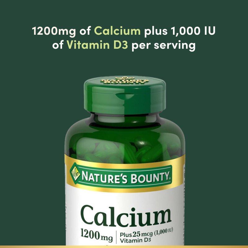 NATURE'S BOUNTY CALCIUM VITAMIN D3 BONE HEALTH MINERAL SUPPLEMENT 1200 MG SOFTGELS 120 COUNT