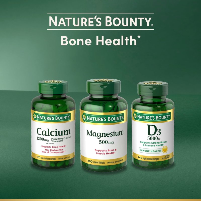 NATURE'S BOUNTY CALCIUM VITAMIN D3 BONE HEALTH MINERAL SUPPLEMENT 1200 MG SOFTGELS 120 COUNT