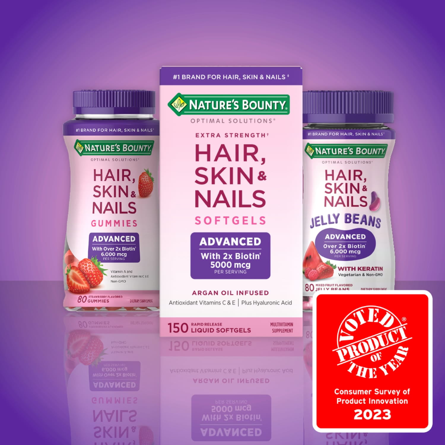 NATURE’S BOUNTY ADVANCED HAIR SKIN AND NAILS VITAMIN WOMEN'S MULTIVITAMIN 2X BIOTIN STRAWBERRY GUMMIES 180 CT