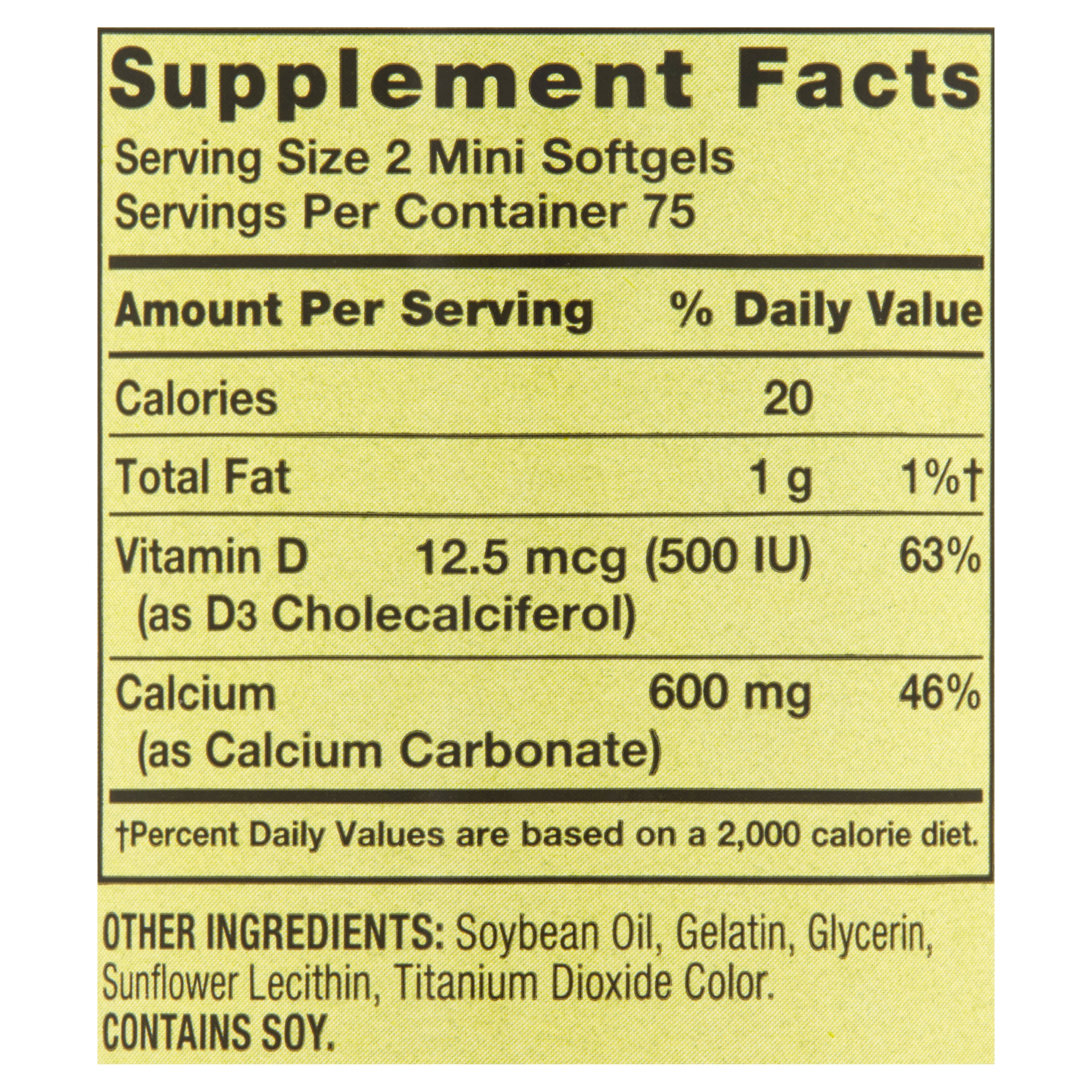 SPRING VALLEY CALCIUM PLUS VITAMIN D3 DIETARY SUPPLEMENT 150 MINI SOFTGELS FOR BONE HEALTH AND STRONG BONES