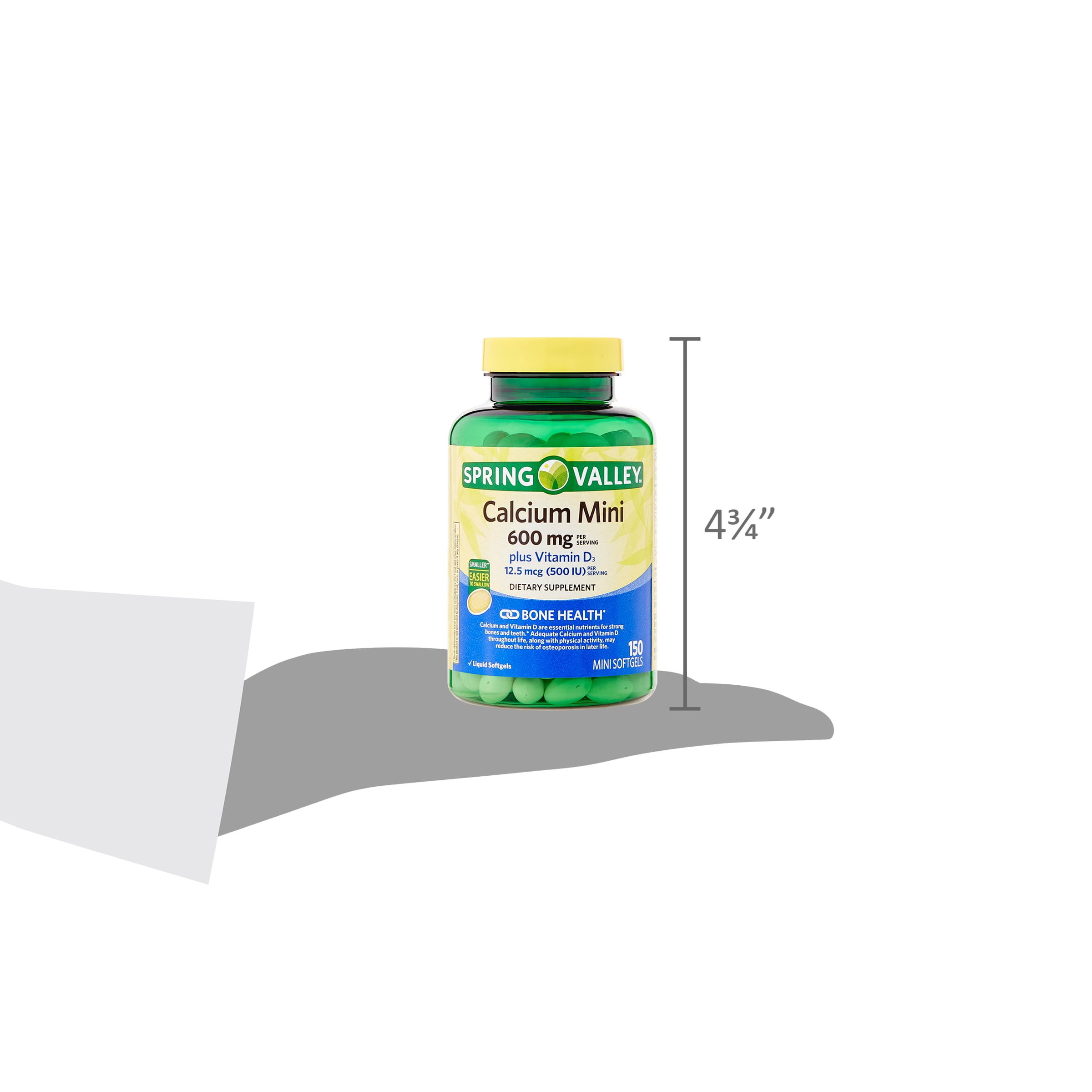 SPRING VALLEY CALCIUM PLUS VITAMIN D3 DIETARY SUPPLEMENT 150 MINI SOFTGELS FOR BONE HEALTH AND STRONG BONES