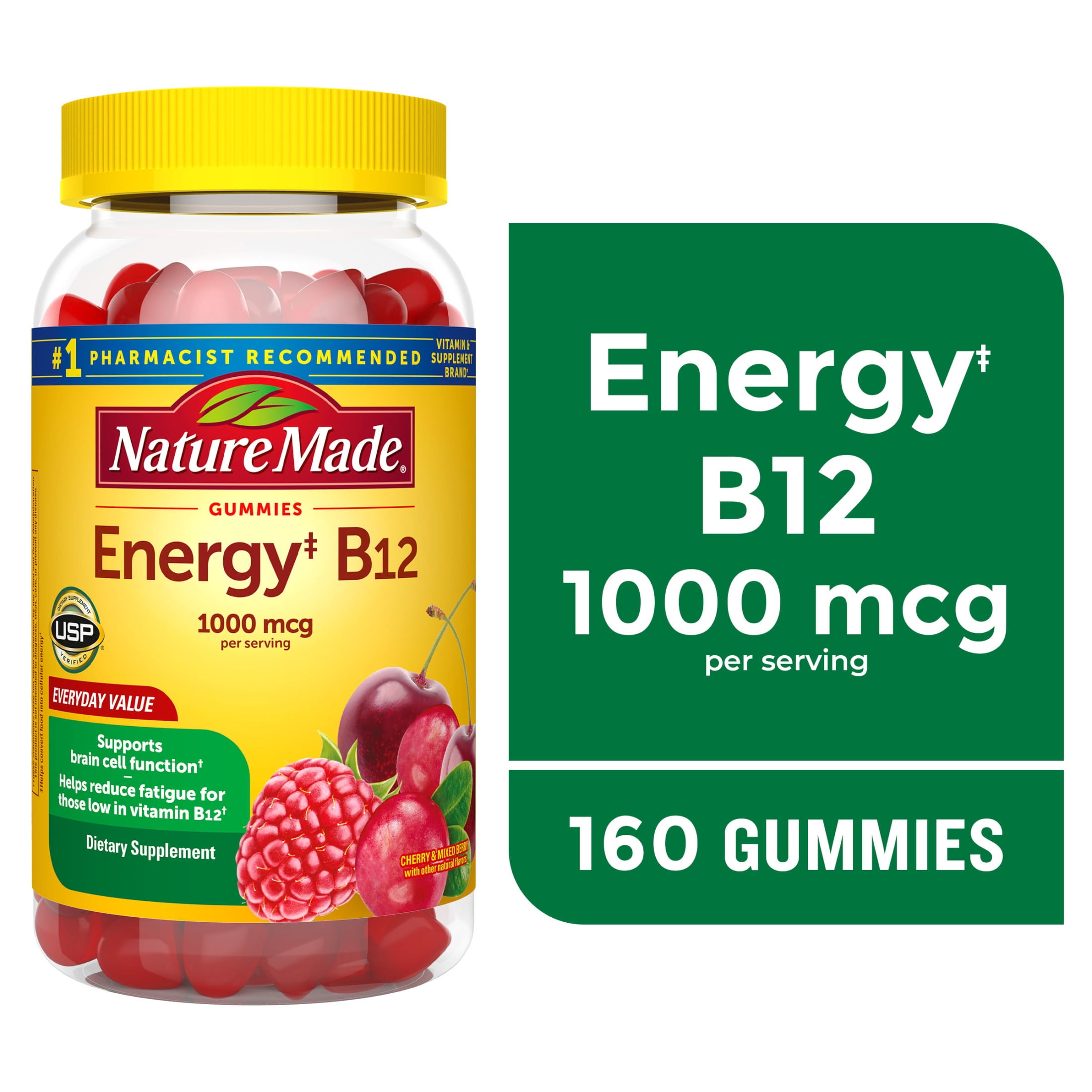 NATURE MADE ENERGY B12 1000 MCG GUMMIES DIETARY SUPPLEMENT 160 COUNT FOR IMPROVED HEALTH AND WELLNESS