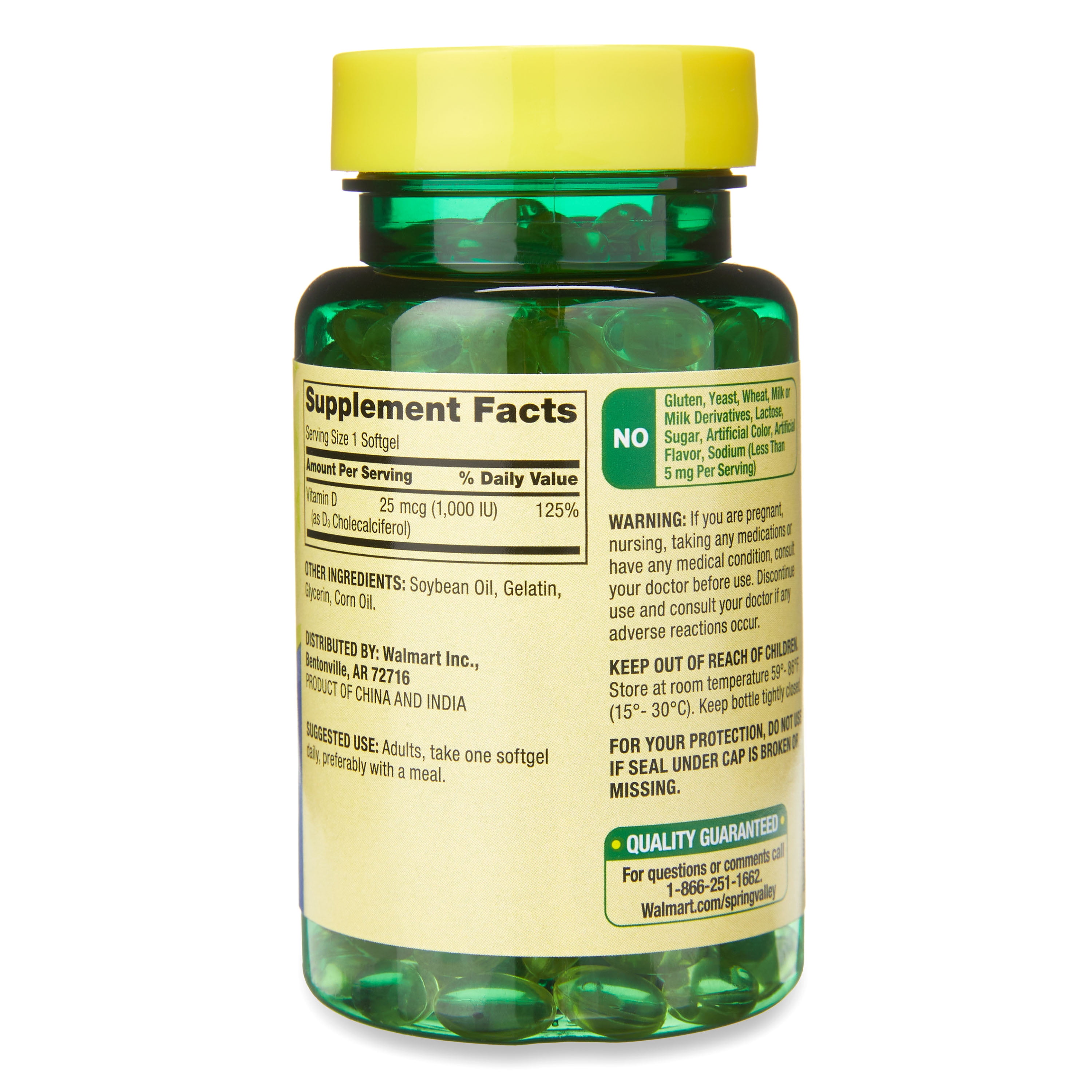 SPRING VALLEY VITAMIN D3 BONE IMMUNE HEALTH SUPPLEMENT SOFTGELS 25 MCG 1000 IU 200 COUNT