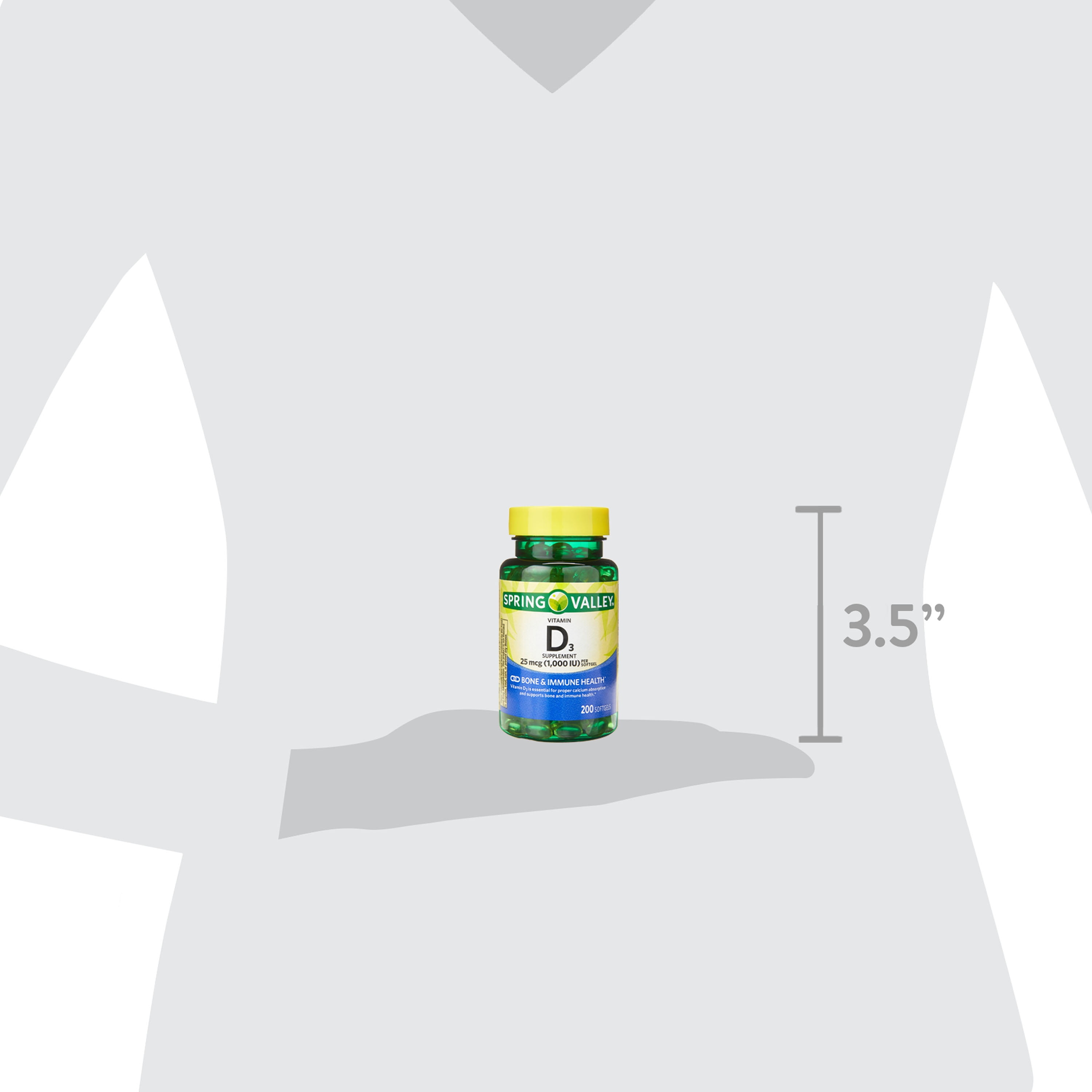 SPRING VALLEY VITAMIN D3 BONE IMMUNE HEALTH SUPPLEMENT SOFTGELS 25 MCG 1000 IU 200 COUNT