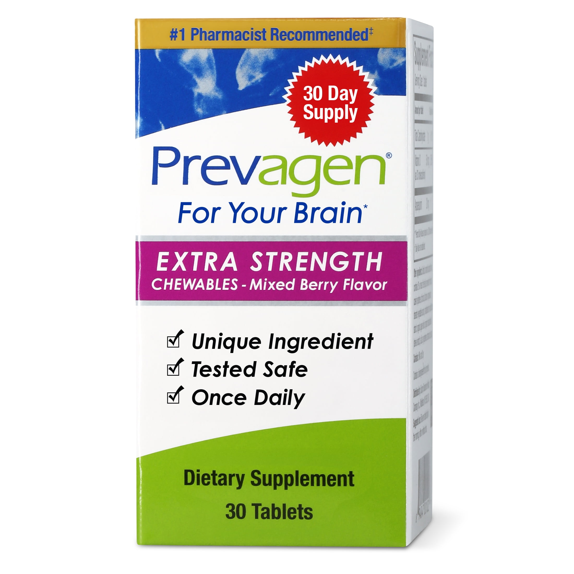 PREVAGEN EXTRA STRENGTH MIXED BERRY CHEWABLE TABLETS 30 COUNT
